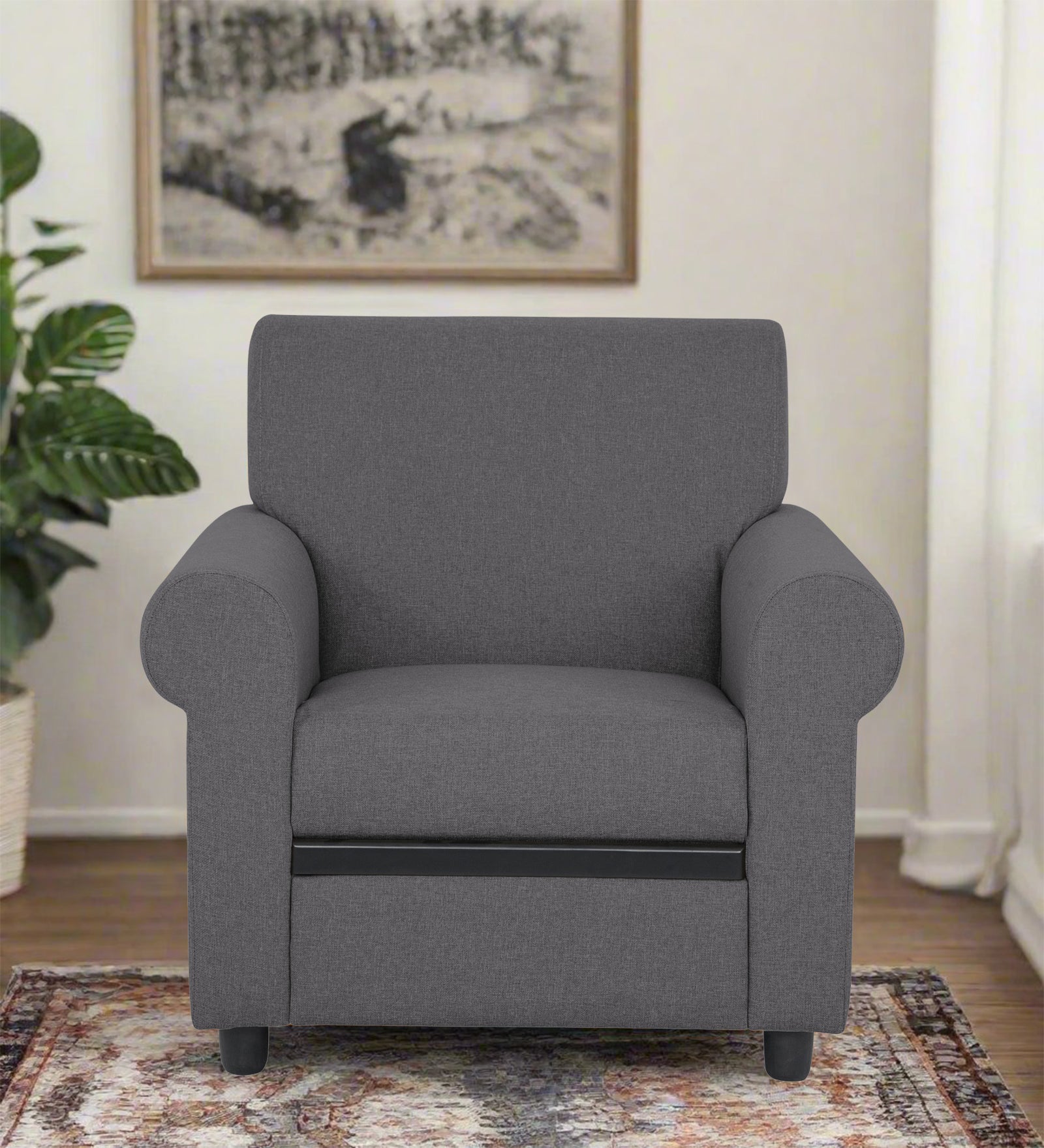 Ribby Fabric 1 Seater Sofa In Sudo Grey Colour - Febonic Living