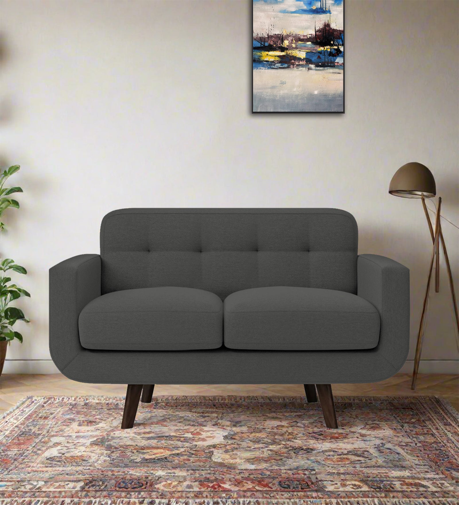Marsela Fabric 2 Seater Sofa In Stone Grey Colour - Febonic Living