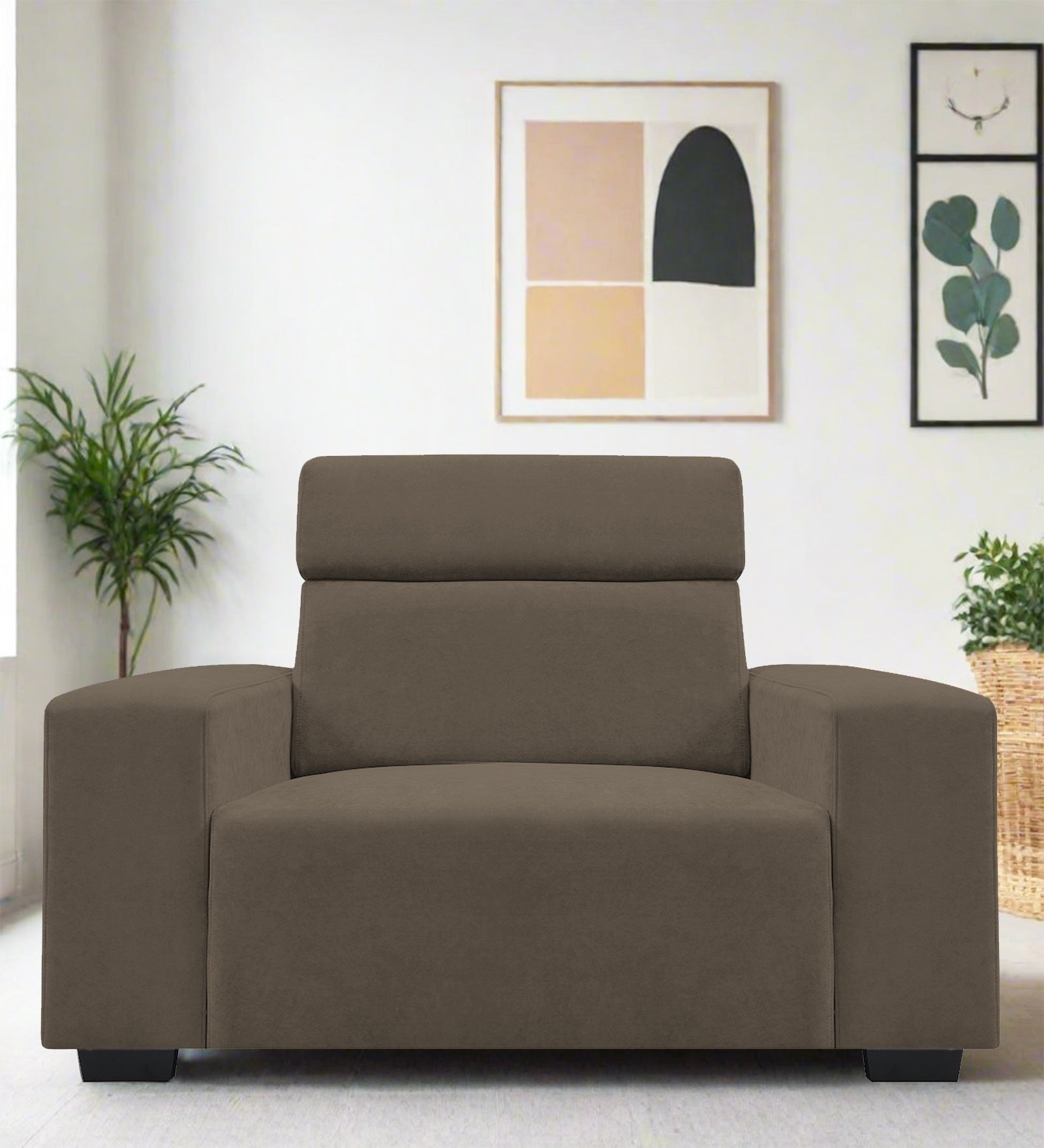 Hiro Fabric 1 Seater Sofa In Broco Dust Colour - Febonic Living