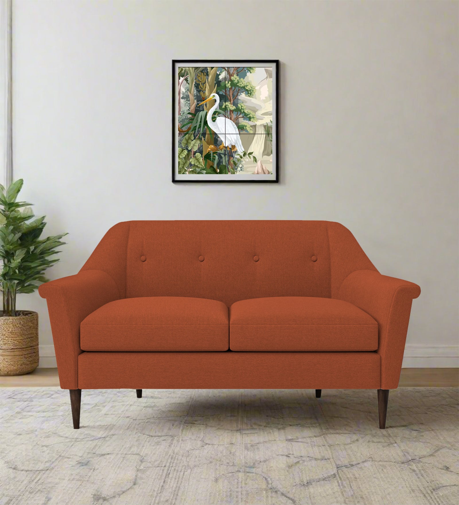 Homer Fabric 2 Seater Sofa In Royal Orange Colour - Febonic Living