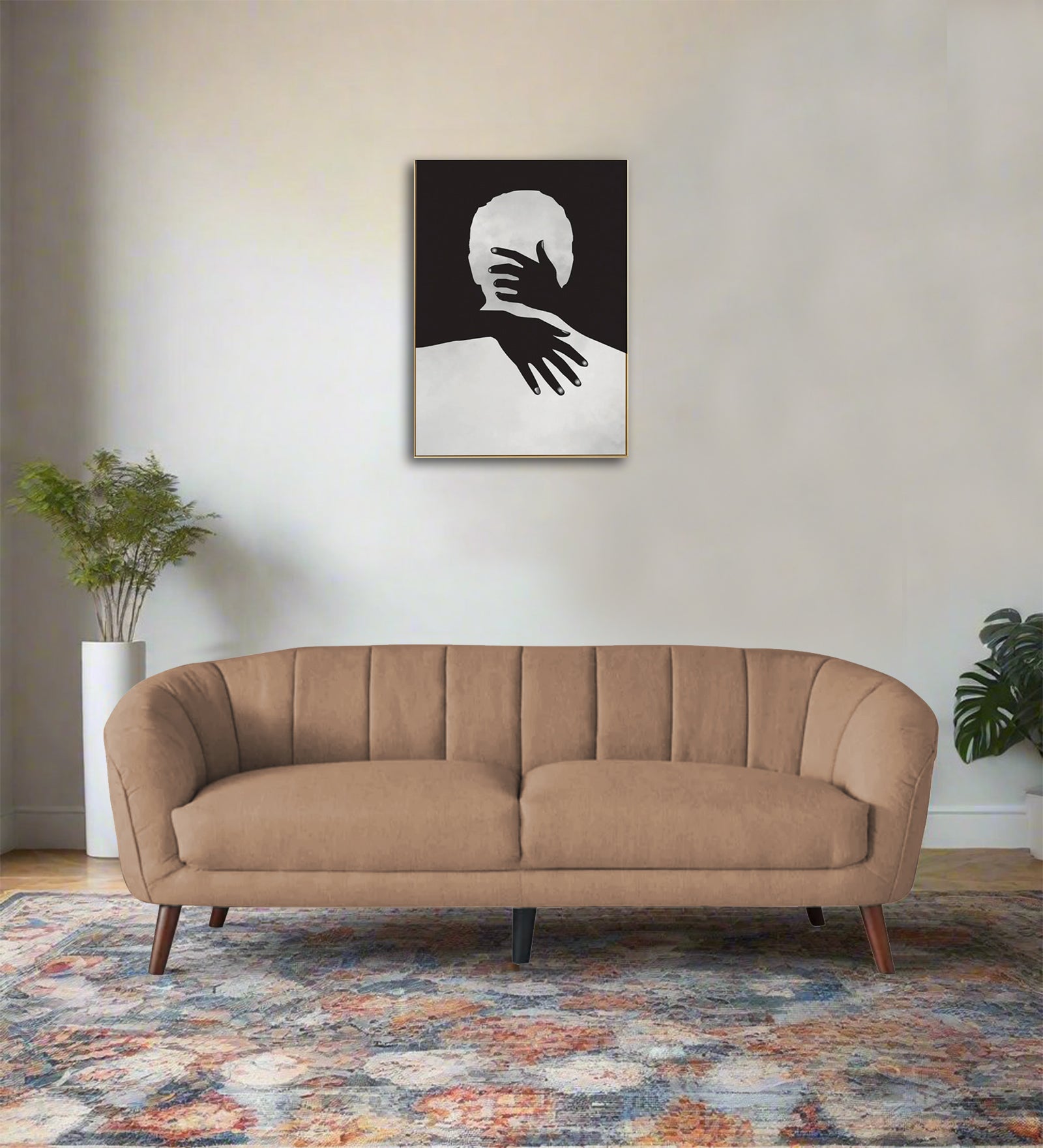 Benjamin Fabric 3 Seater Sofa In Cosmic Beige Colour - Febonic Living