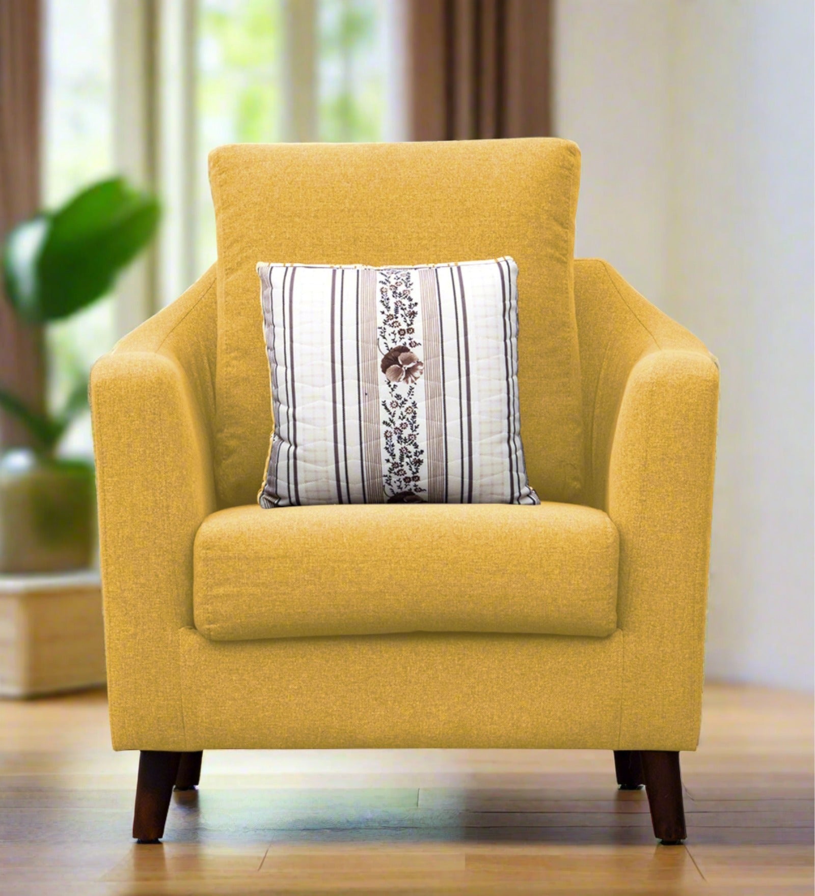 Kevin Fabric 1 Seater Sofa In Bold Yellow Colour - Febonic Living
