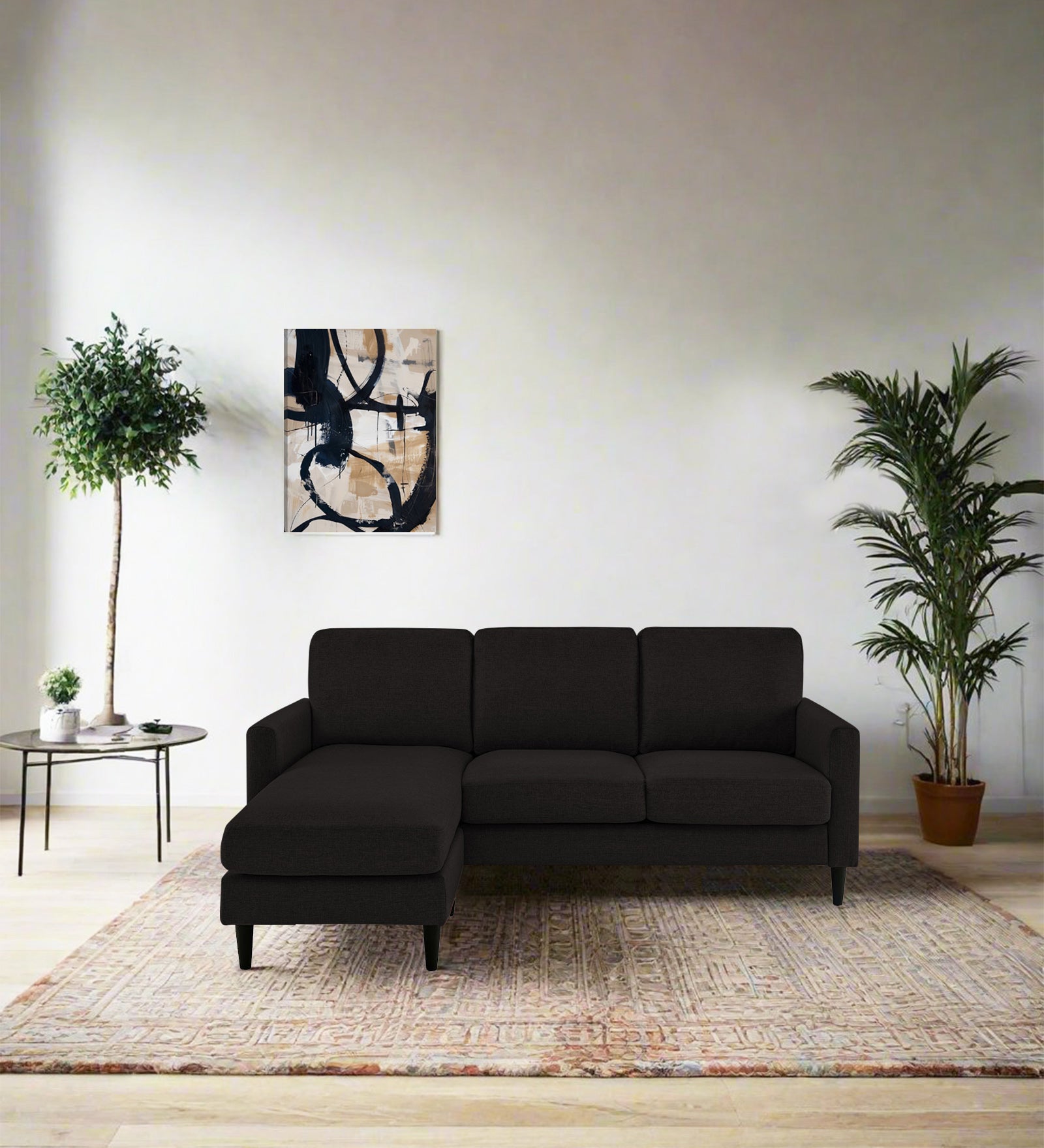 Romie Fabric RHS Sectional Sofa (2+Lounger) In Cara Brown Colour - Febonic Living