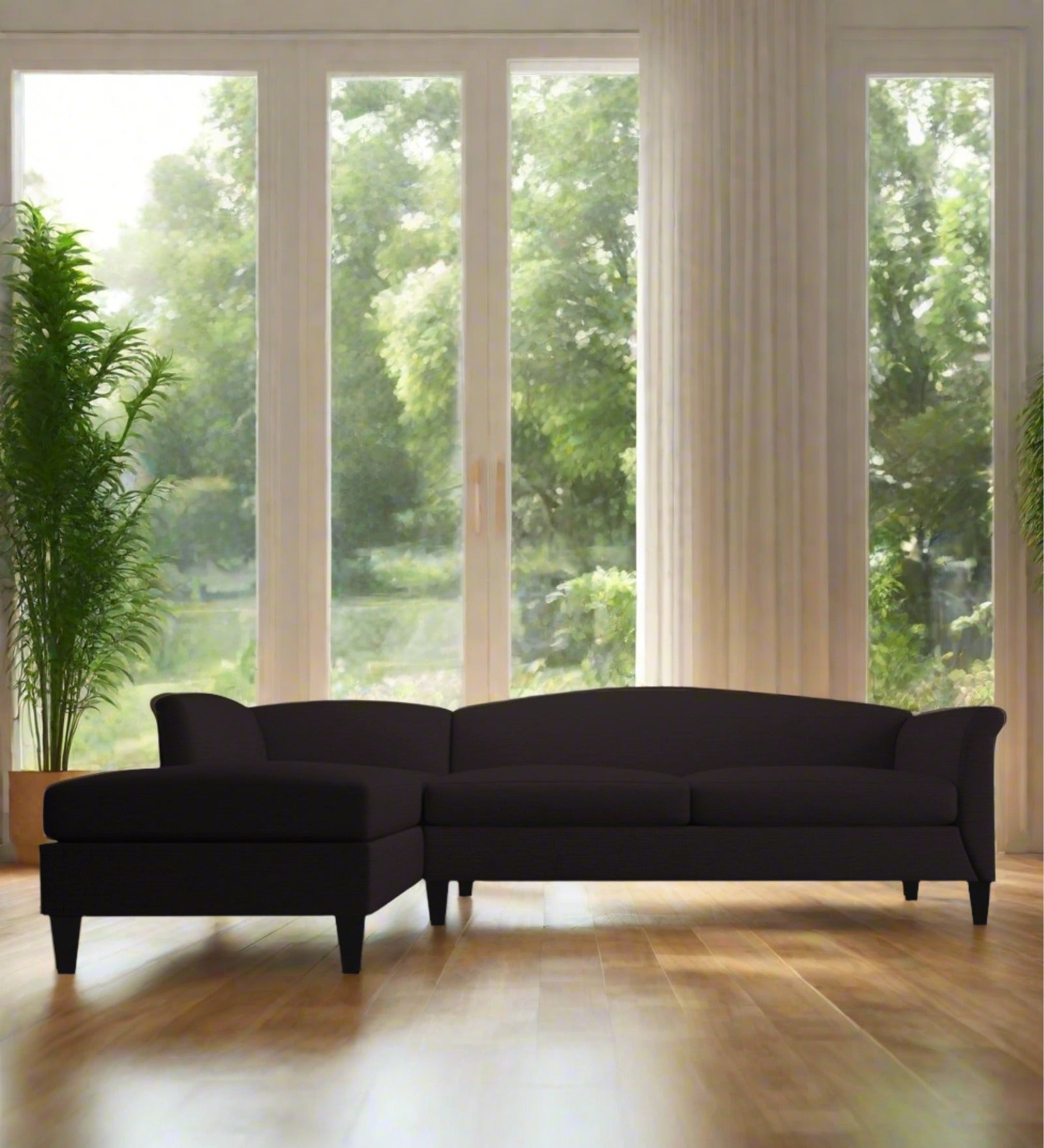Kimber Fabric RHS Sectional Sofa (3+Lounger) In Cara Brown Colour - Febonic Living