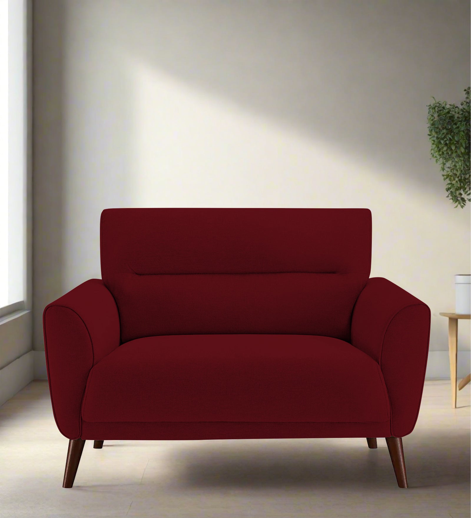 Castro Fabric 1 Seater Sofa In Ruby Red Colour - Febonic Living
