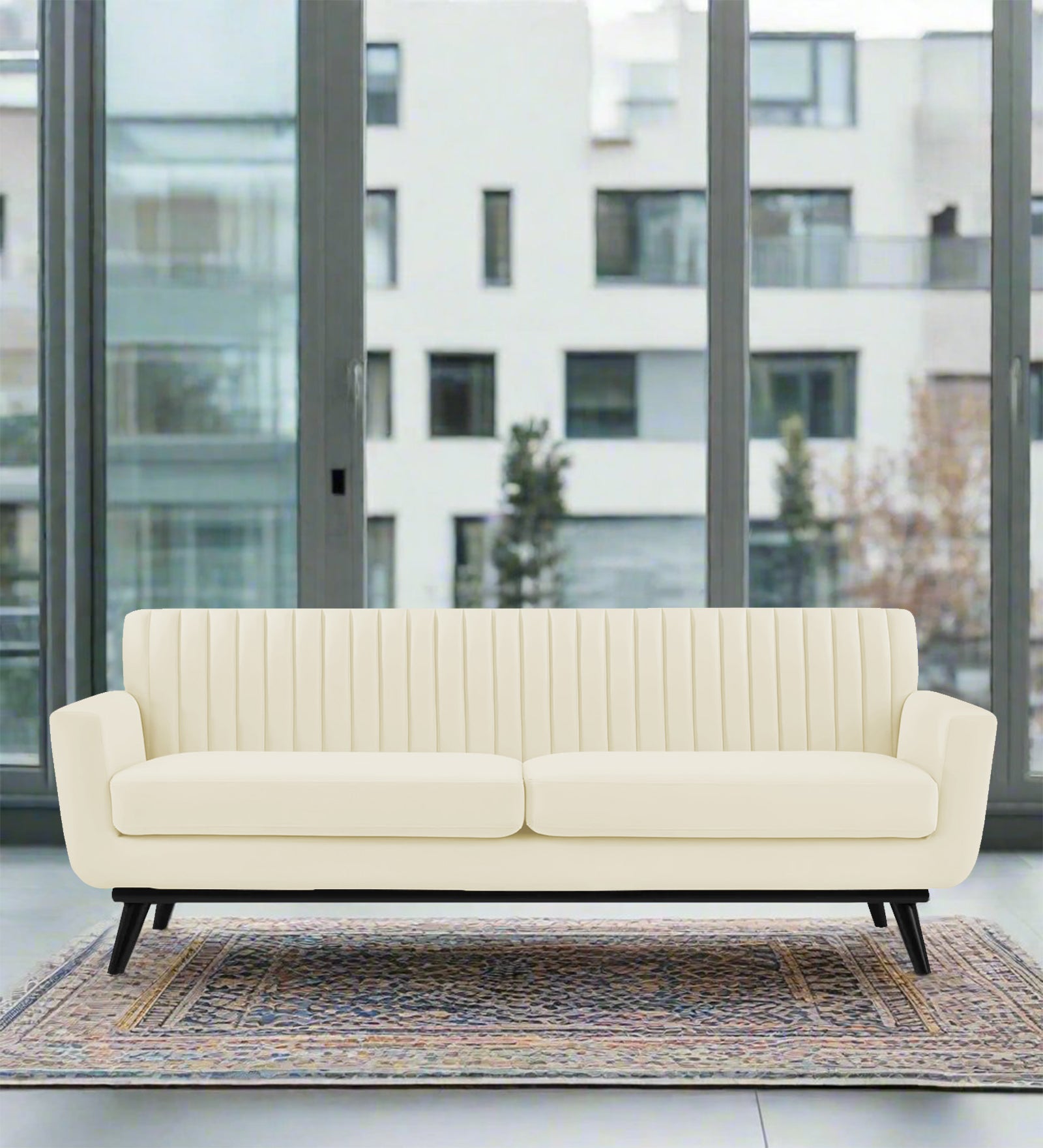 Tucker Velvet 3 Seater Sofa In Warm White Colour - Febonic Living