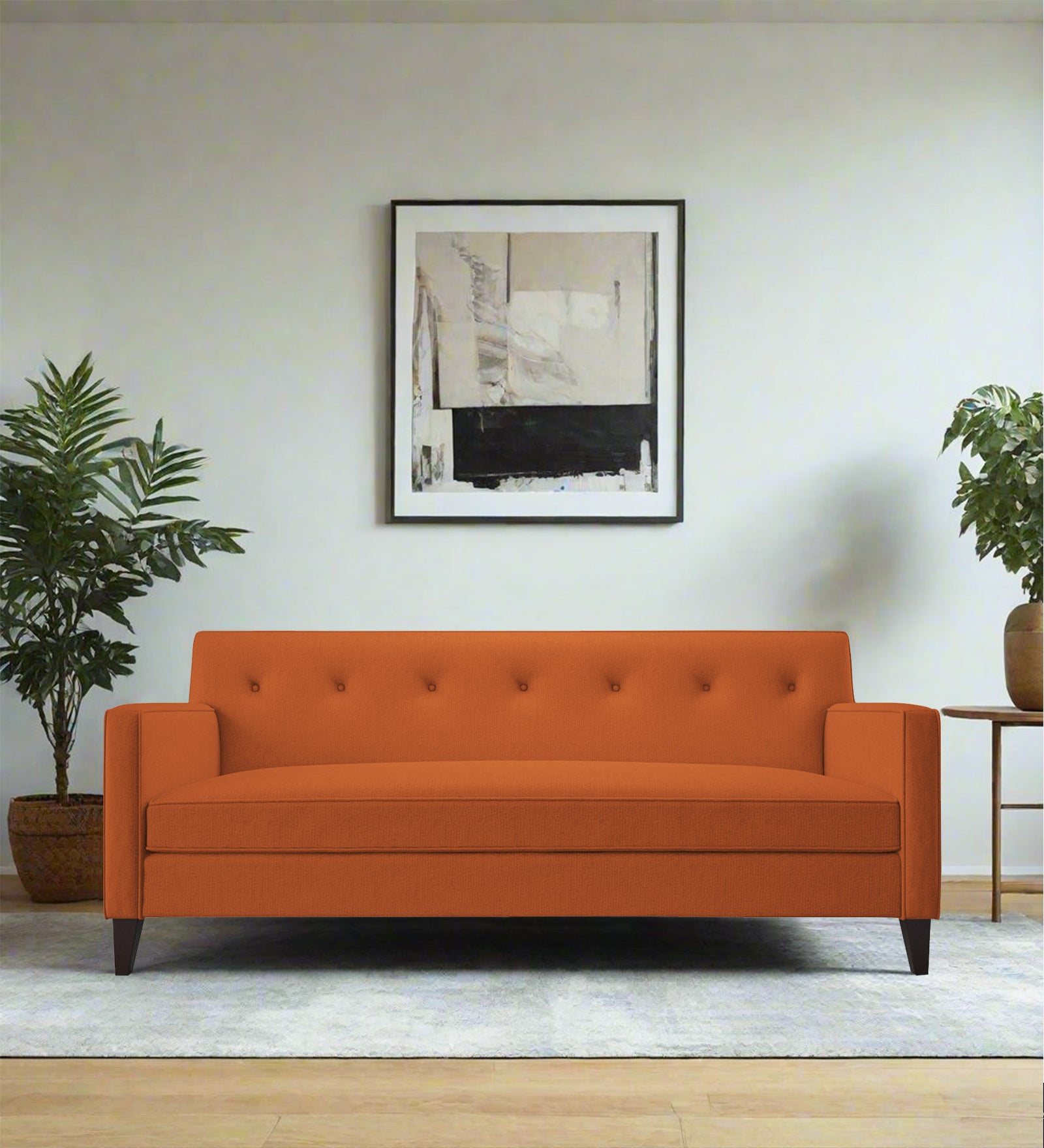 Miller Fabric 3 Seater Sofa In Vivid Orange Colour - Febonic Living