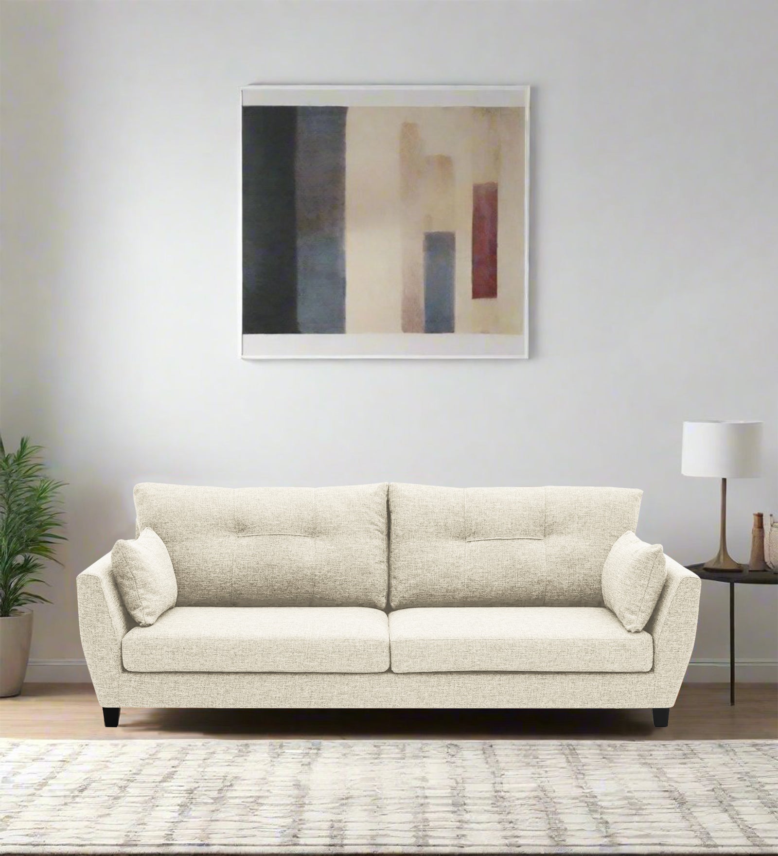 Mario Fabric 3 Seater Sofa In Ivory Cream Colour - Febonic Living