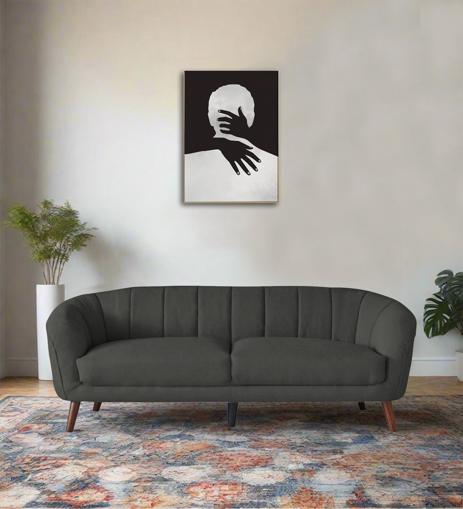 Benjamin Fabric 3 Seater Sofa In Charcoal Grey Colour - Febonic Living