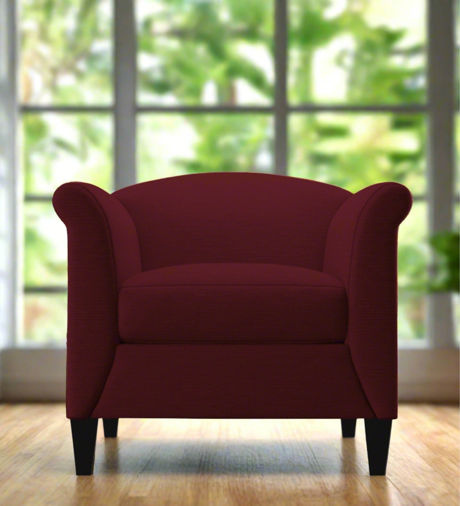 Kimber Fabric 1 Seater Sofa In Blood Maroon Colour - Febonic Living
