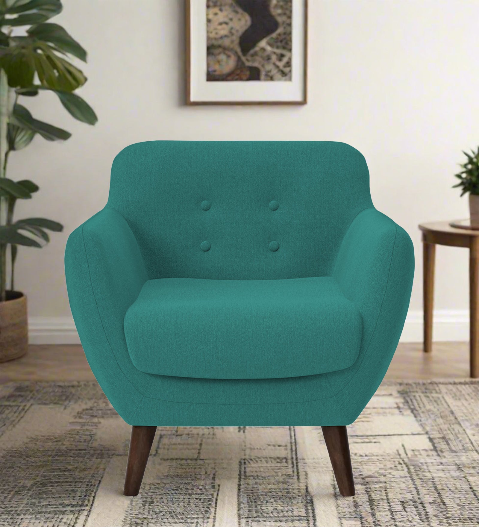 Goofy Fabric 1 Seater Sofa In Sea Green Colour - Febonic Living