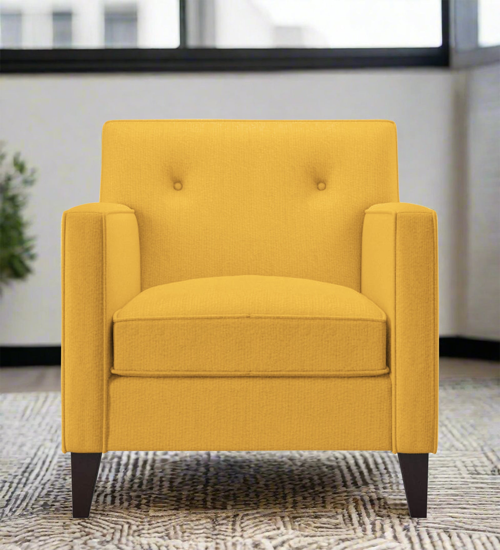 Miller Fabric 1 Seater Sofa In Bold Yellow Colour - Febonic Living