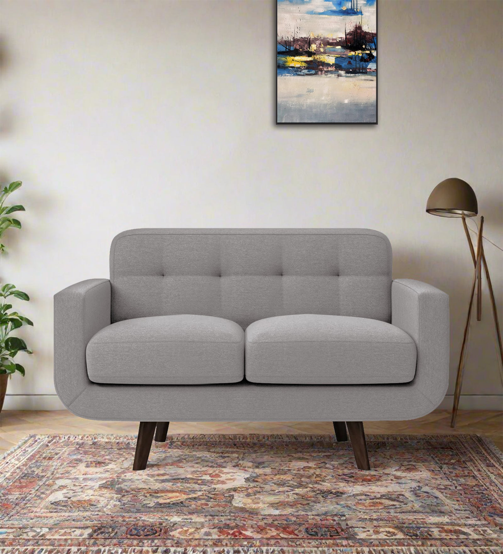 Marsela Fabric 2 Seater Sofa In Silver Grey Colour - Febonic Living