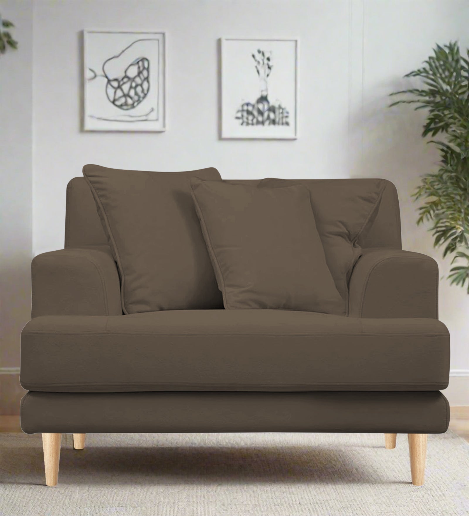 Woody Fabric 1 Seater Sofa In Broco Dust Colour - Febonic Living