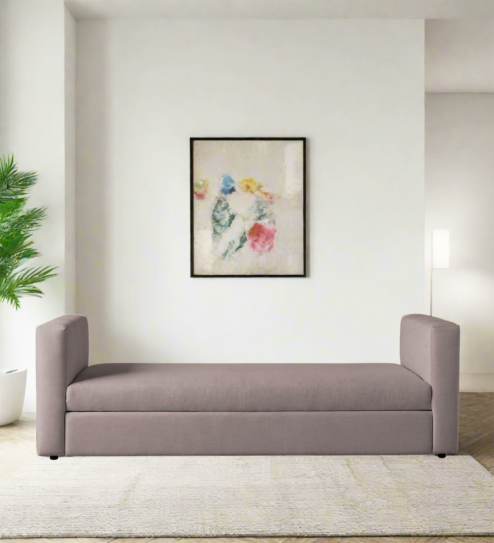 Tosy Fabric 3 Seater Pull Out Sofa Cum Bed In Almond Beige Colour - Febonic Living