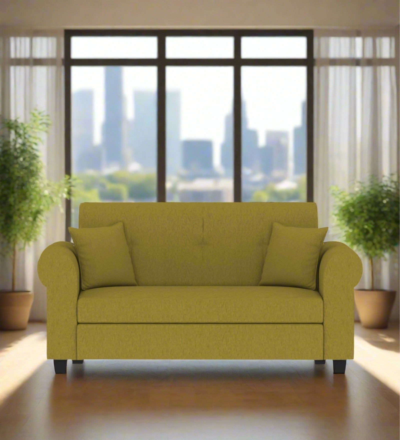 Derado Fabric 2 Seater Sofa In Parrot Green Colour - Febonic Living