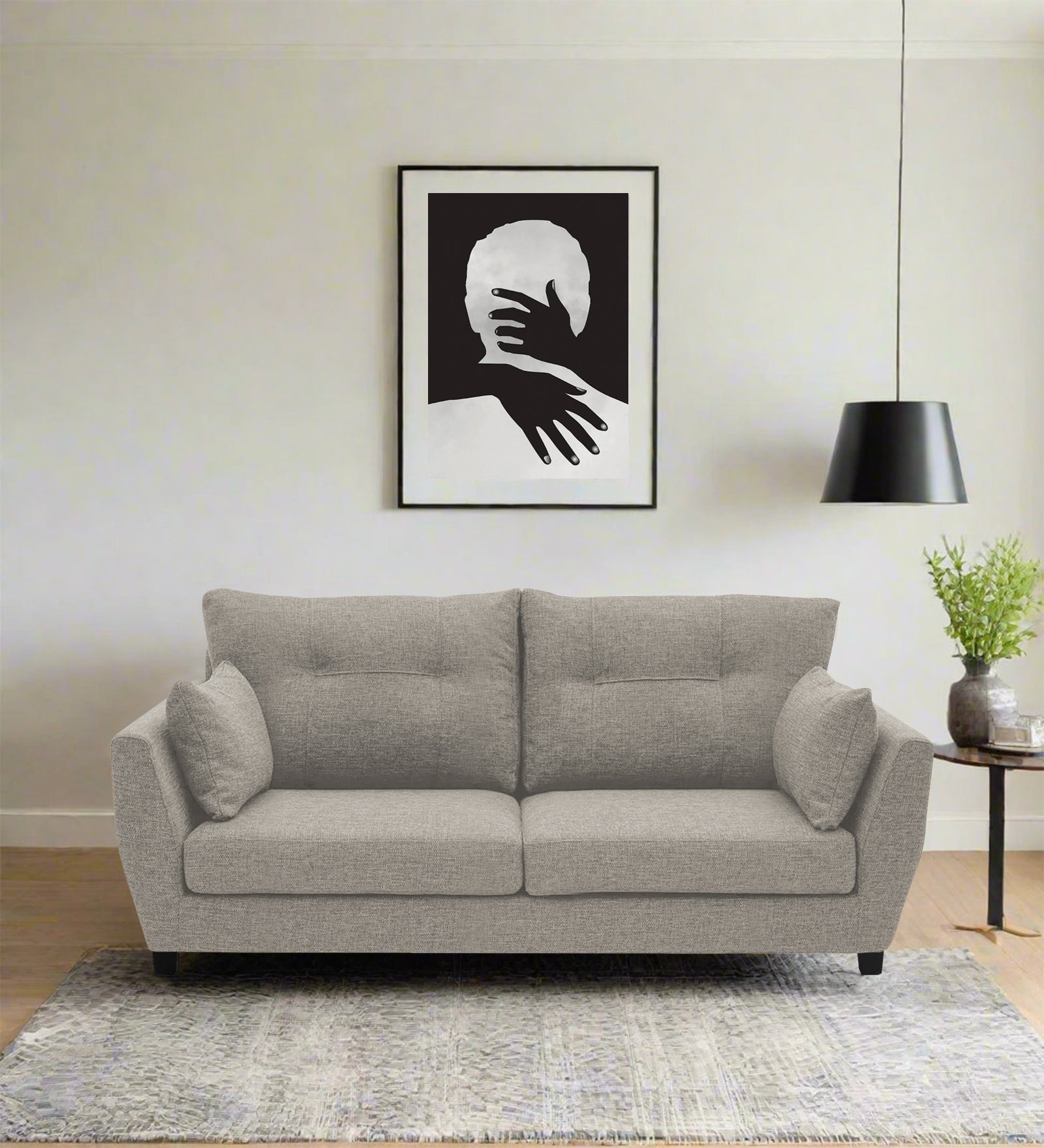 Mario Fabric 2 Seater Sofa In Ash Grey Colour - Febonic Living