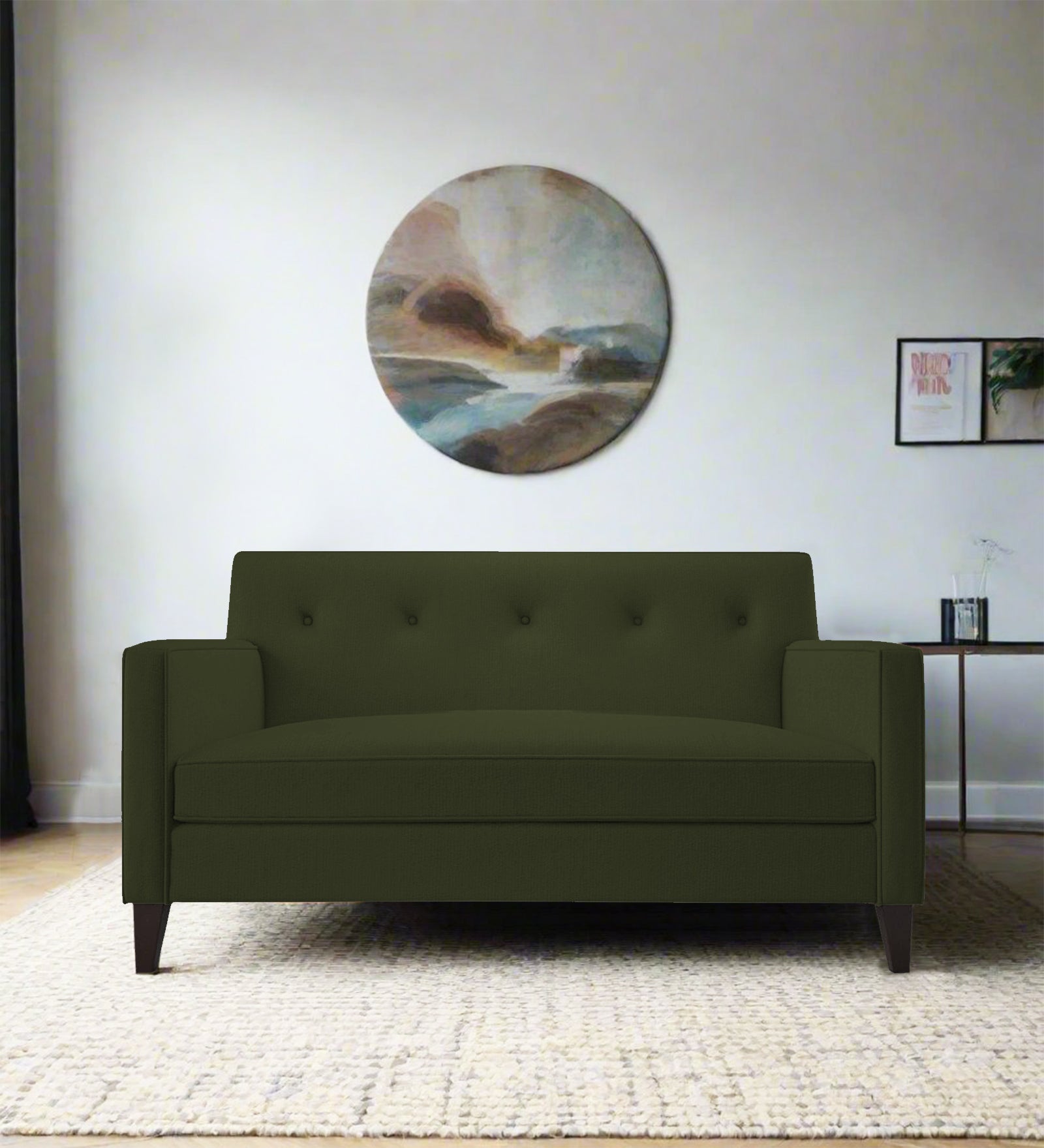 Miller Fabric 2 Seater Sofa In Olive Green Colour - Febonic Living