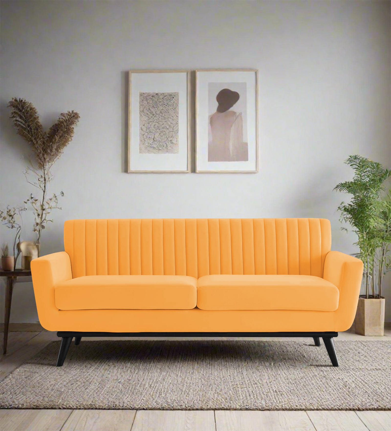 Tucker Velvet 2 Seater Sofa In Tangerine Orange Colour - Febonic Living