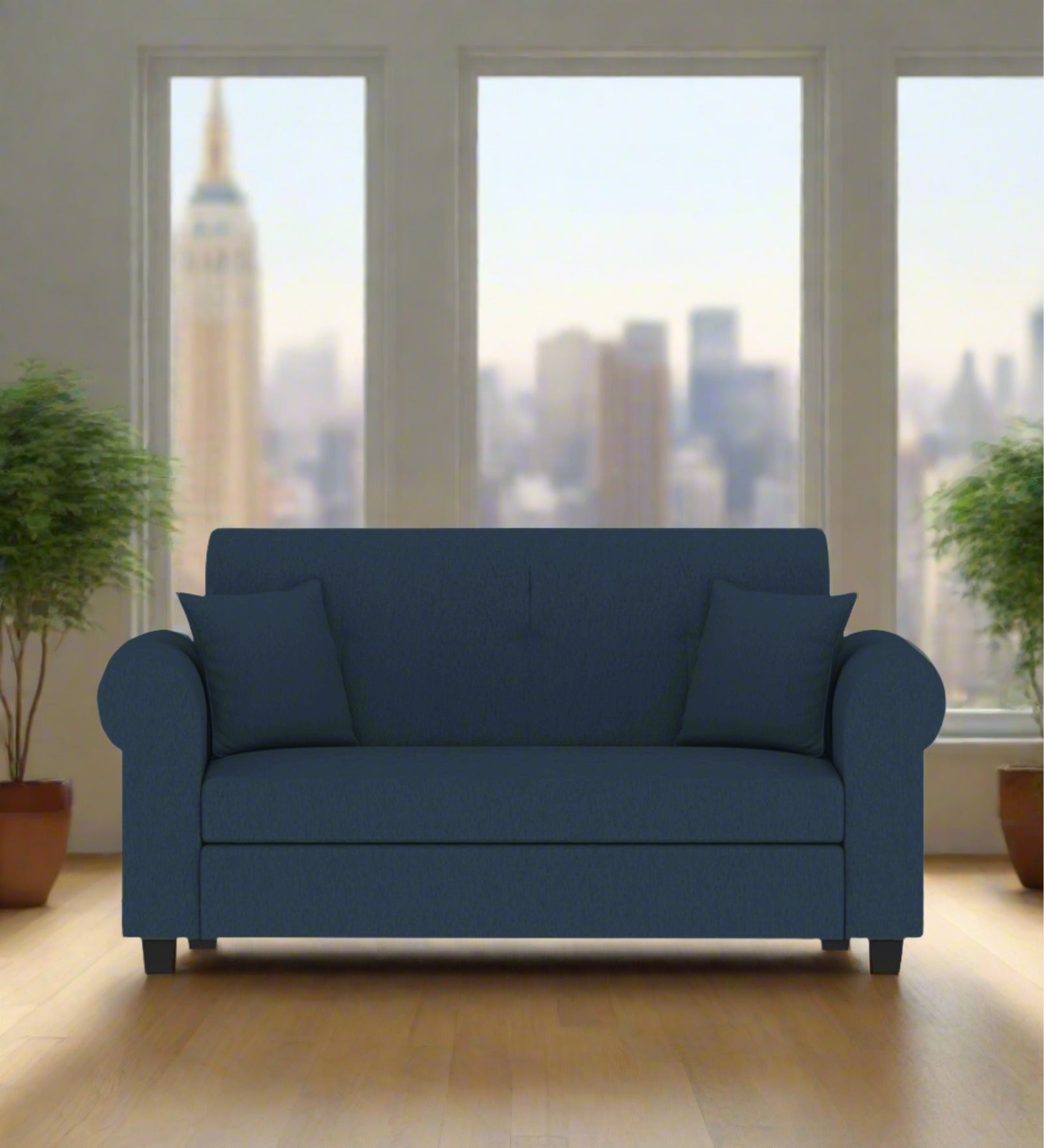 Derado Fabric 2 Seater Sofa In Light Blue Colour - Febonic Living