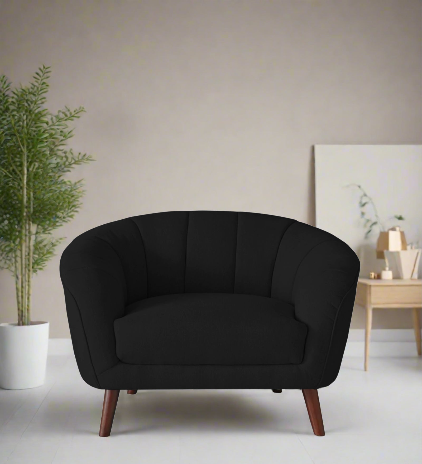 Benjamin Fabric 1 Seater Sofa In Zed Black Colour - Febonic Living