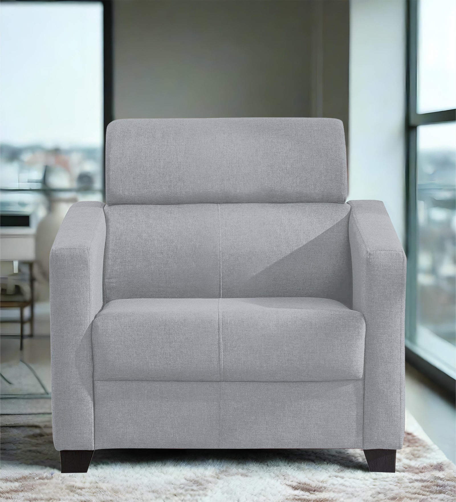 Devo Fabric 1 Seater Sofa In Coin Grey Colour - Febonic Living