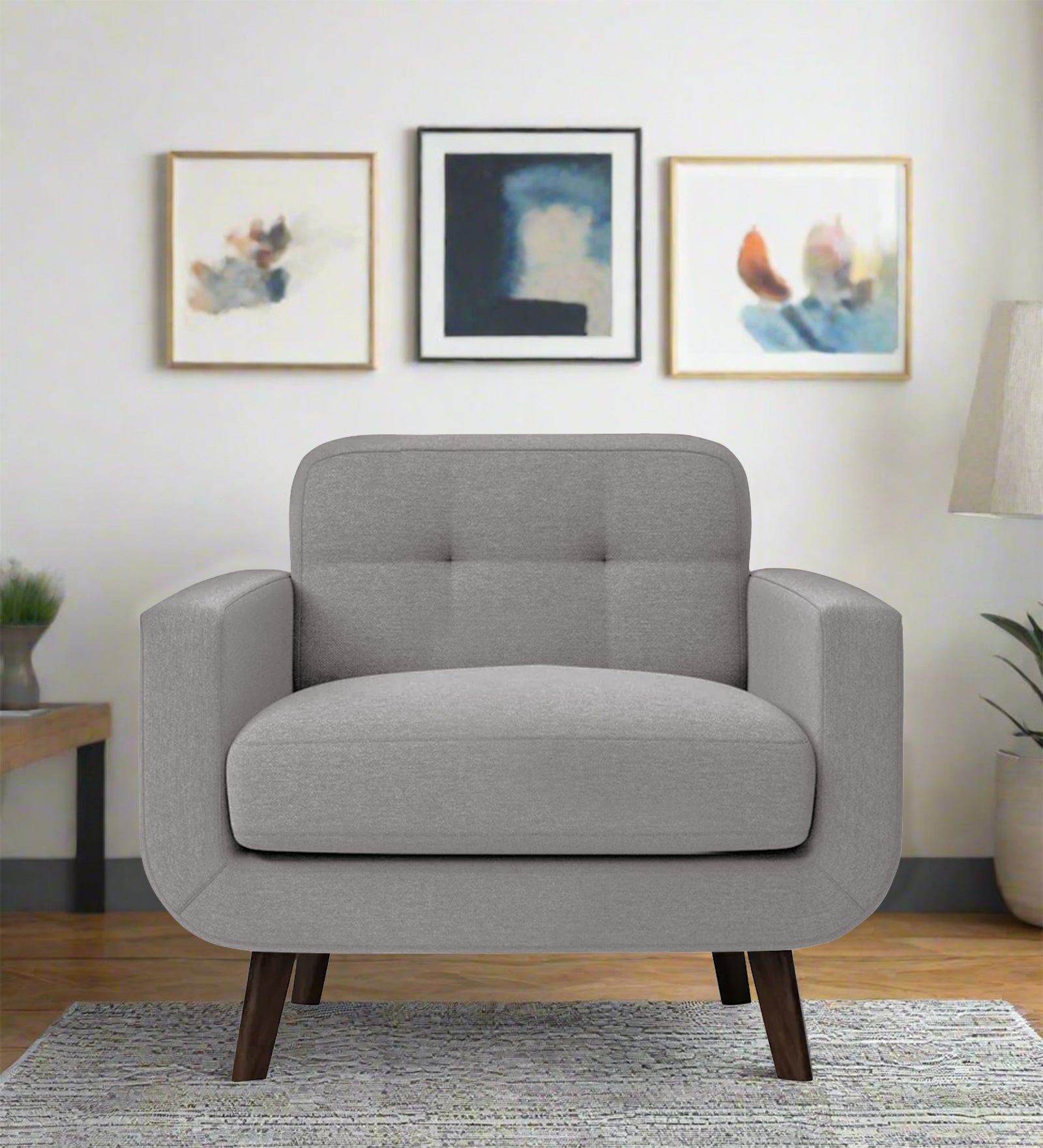 Marsela Fabric 1 Seater Sofa In Silver Grey Colour - Febonic Living