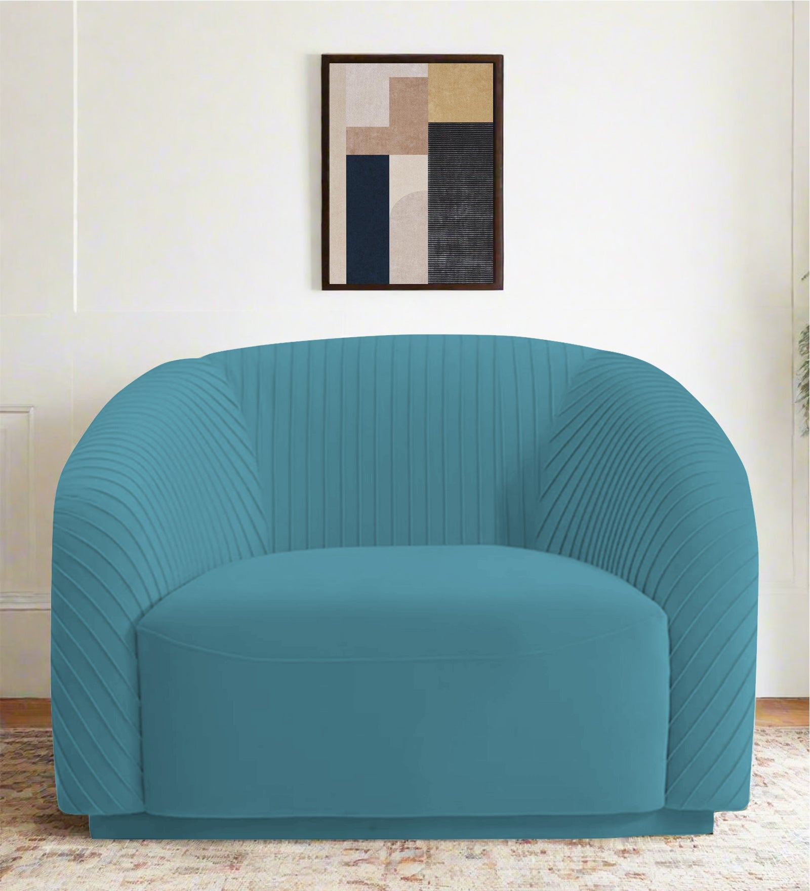 Yara Velvet Fabric 1 Seater Sofa In Aqua Blue Colour - Febonic Living