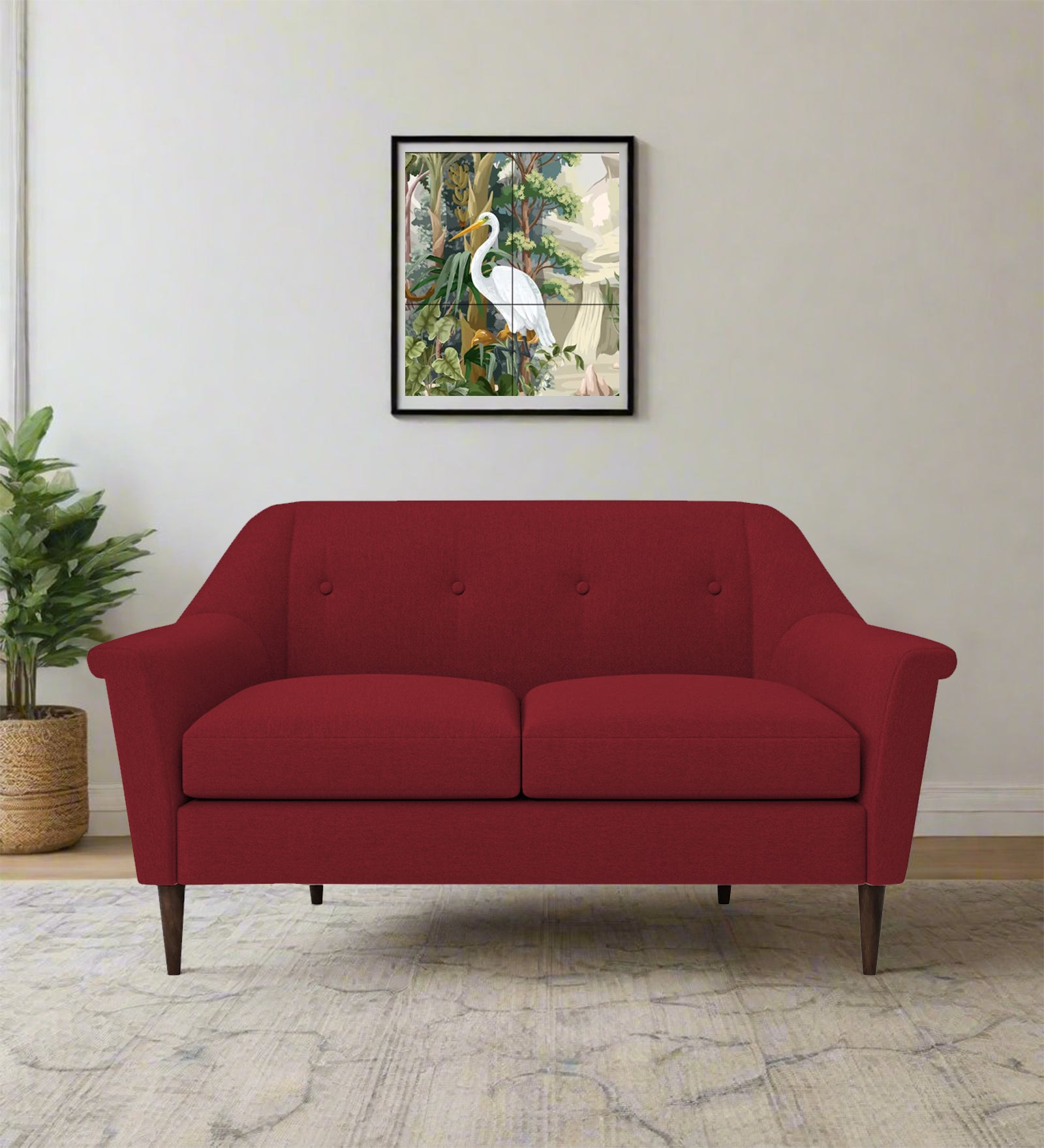 Homer Fabric 2 Seater Sofa In Chilli Red Colour - Febonic Living
