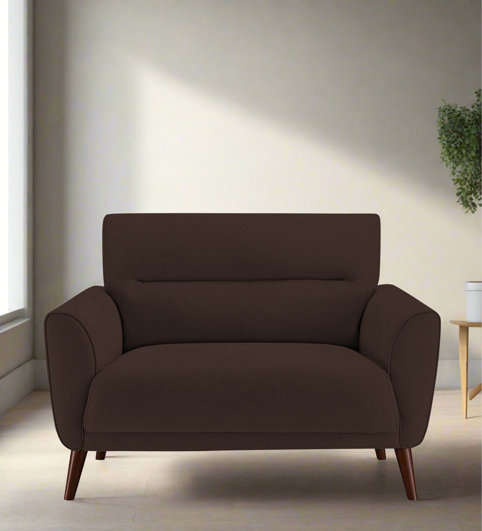 Castro Fabric 1 Seater Sofa In Coffee Brown Colour - Febonic Living