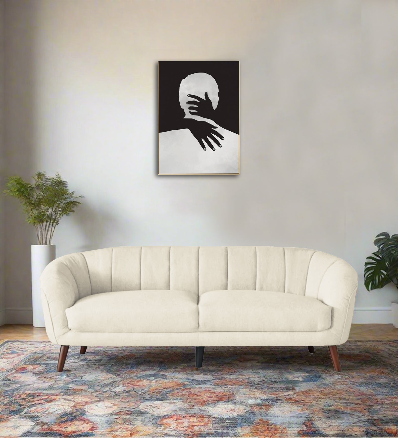Benjamin Fabric 3 Seater Sofa In Ivory Cream Colour - Febonic Living