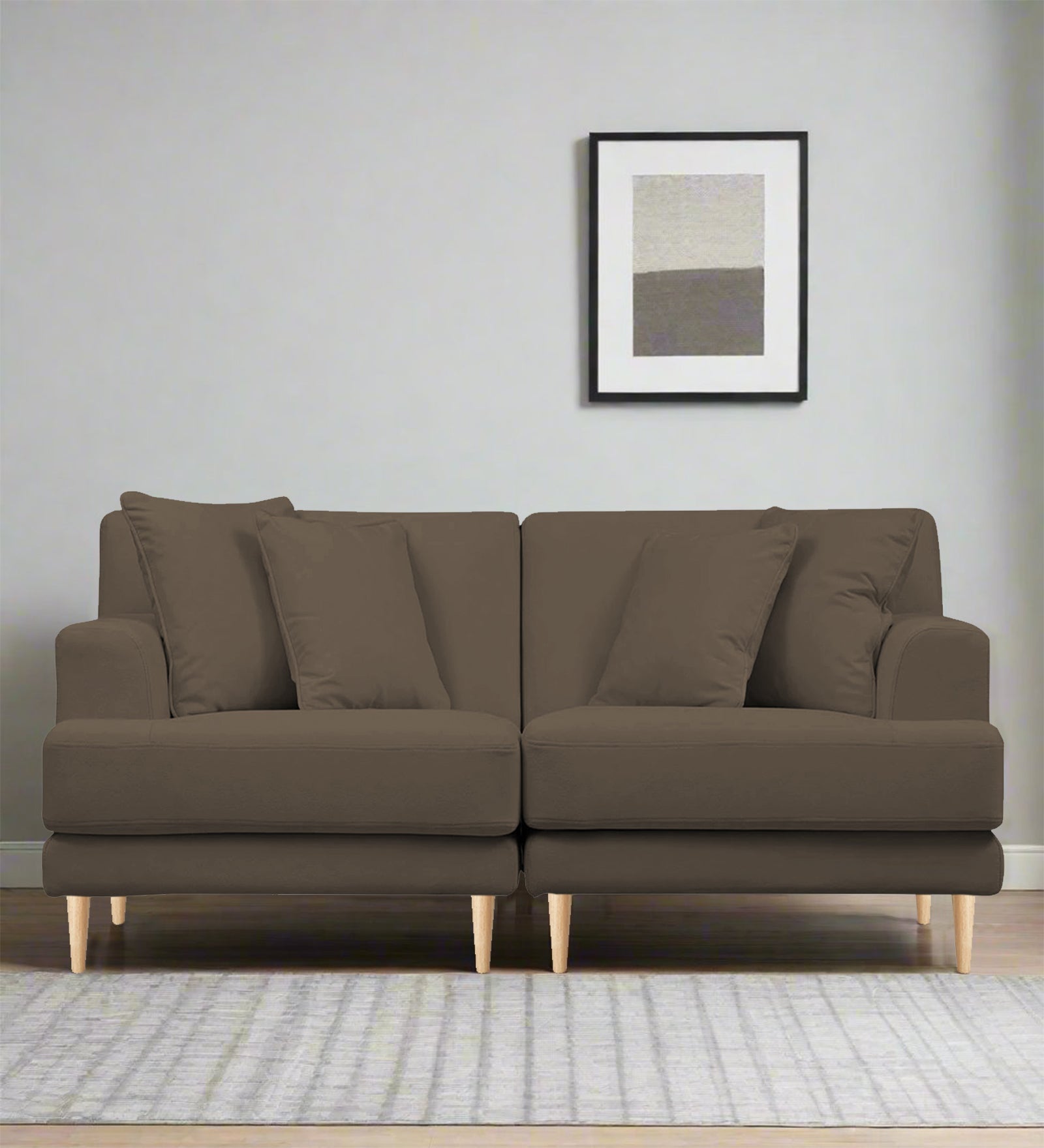 Woody Fabric 2 Seater Sofa In Broco Dust Colour - Febonic Living