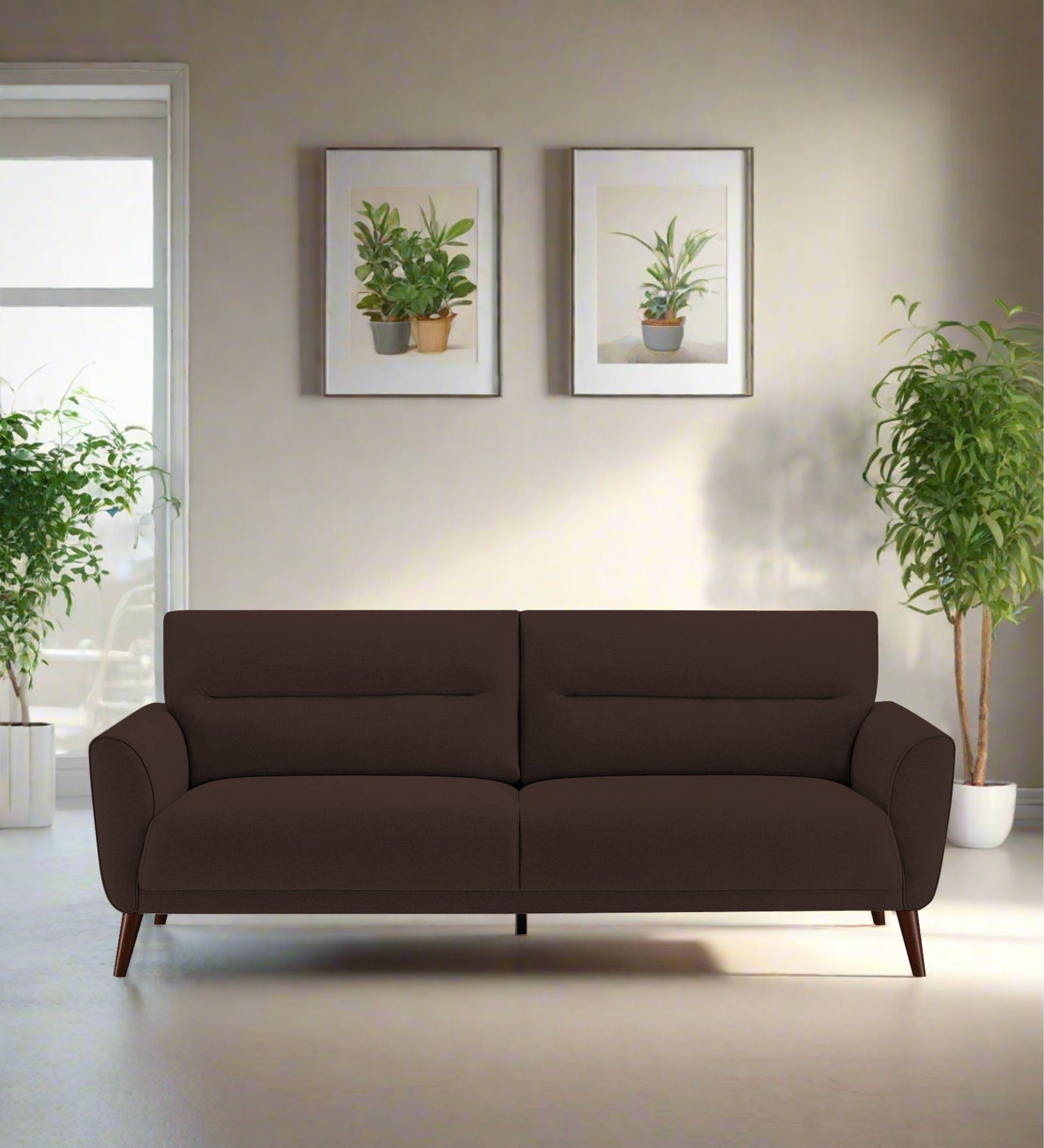 Castro Fabric 3 Seater Sofa In Coffee Brown Colour - Febonic Living