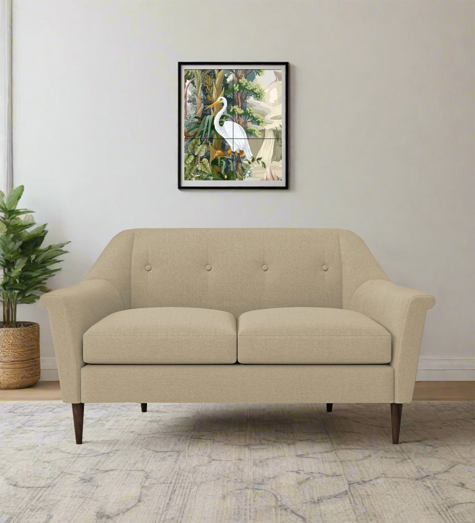 Homer Fabric 2 Seater Sofa In Honey Beige Colour - Febonic Living