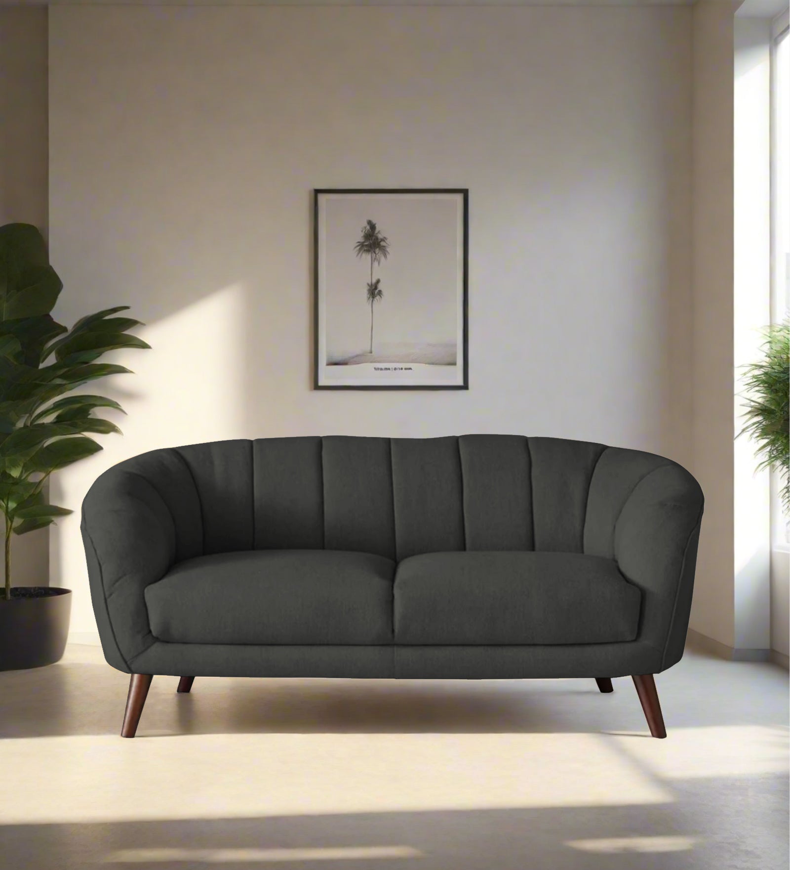 Benjamin Fabric 2 Seater Sofa In Charcoal Grey Colour - Febonic Living