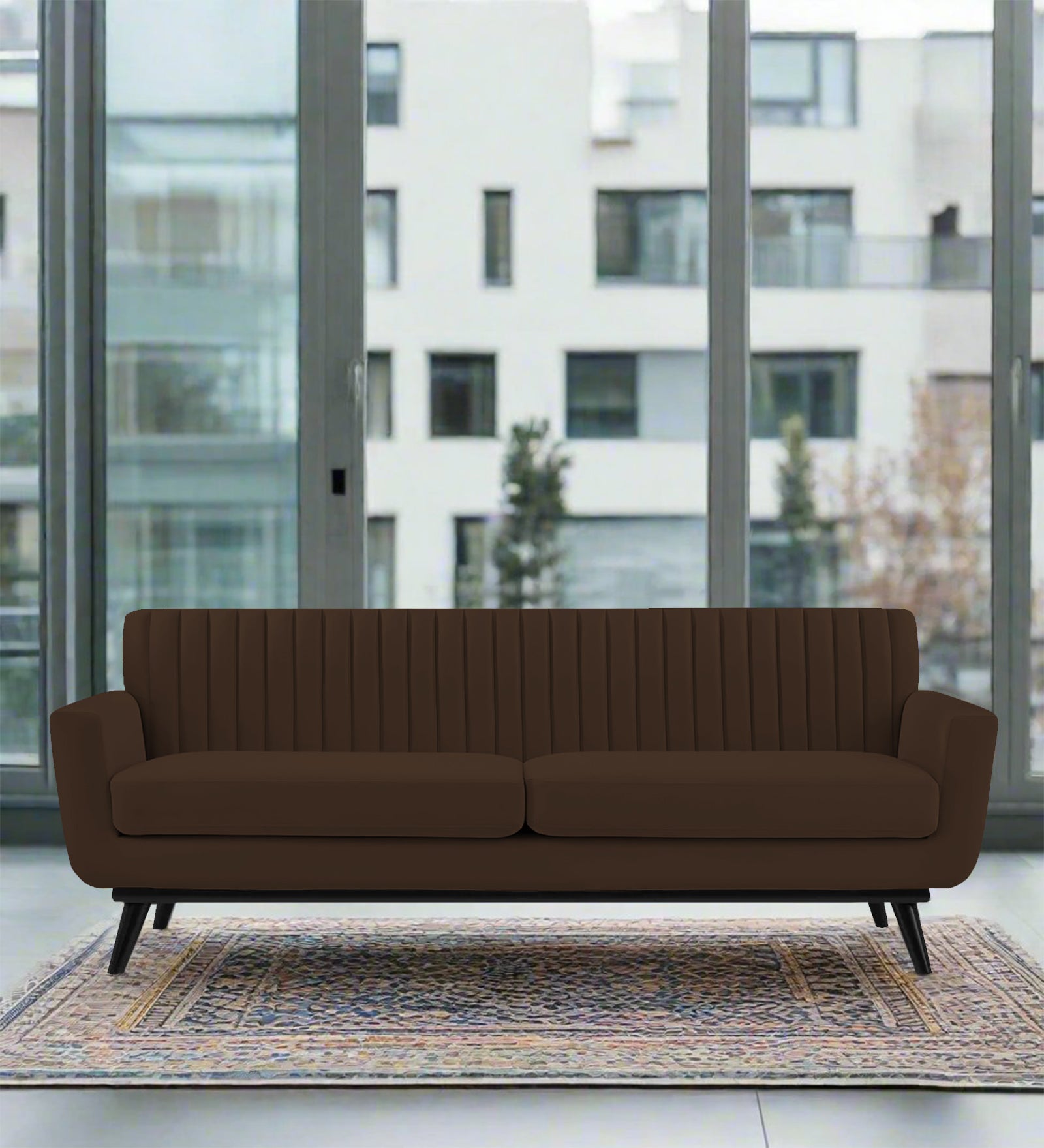 Tucker Velvet 3 Seater Sofa In Chocolate Brown Colour - Febonic Living
