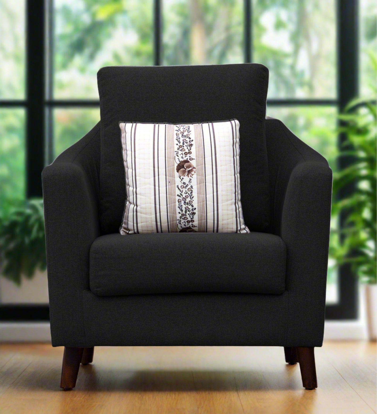 Kevin Fabric 1 Seater Sofa In Zed Black Colour - Febonic Living