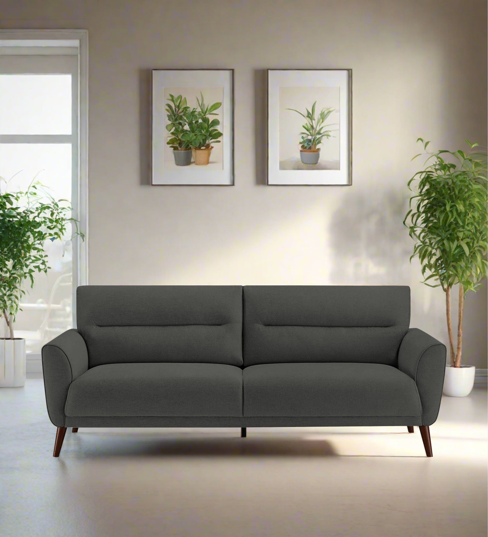 Castro Fabric Seater Sofa In Charcoal Grey Colour