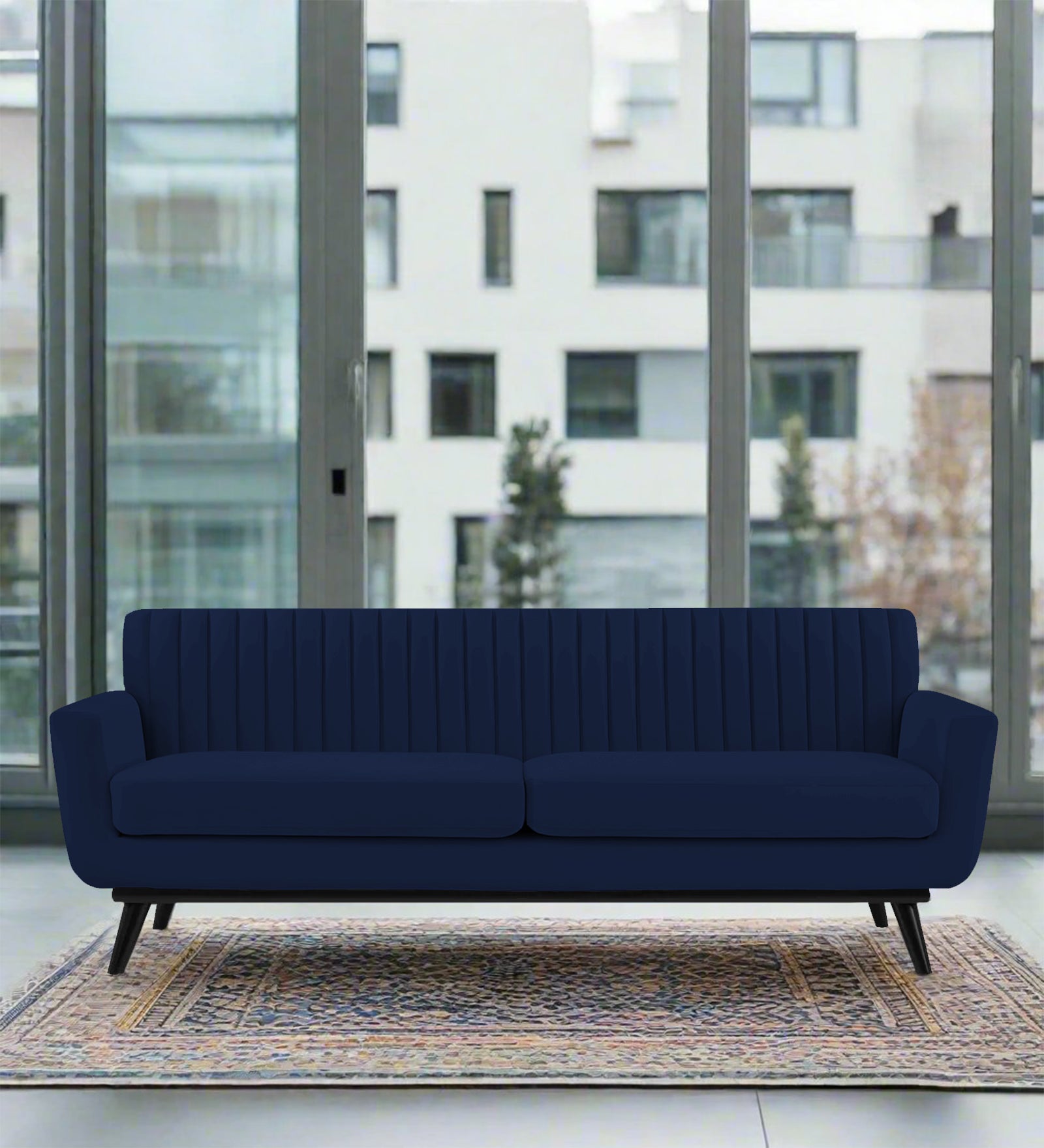 Tucker Velvet 3 Seater Sofa In Indigo Blue Colour - Febonic Living