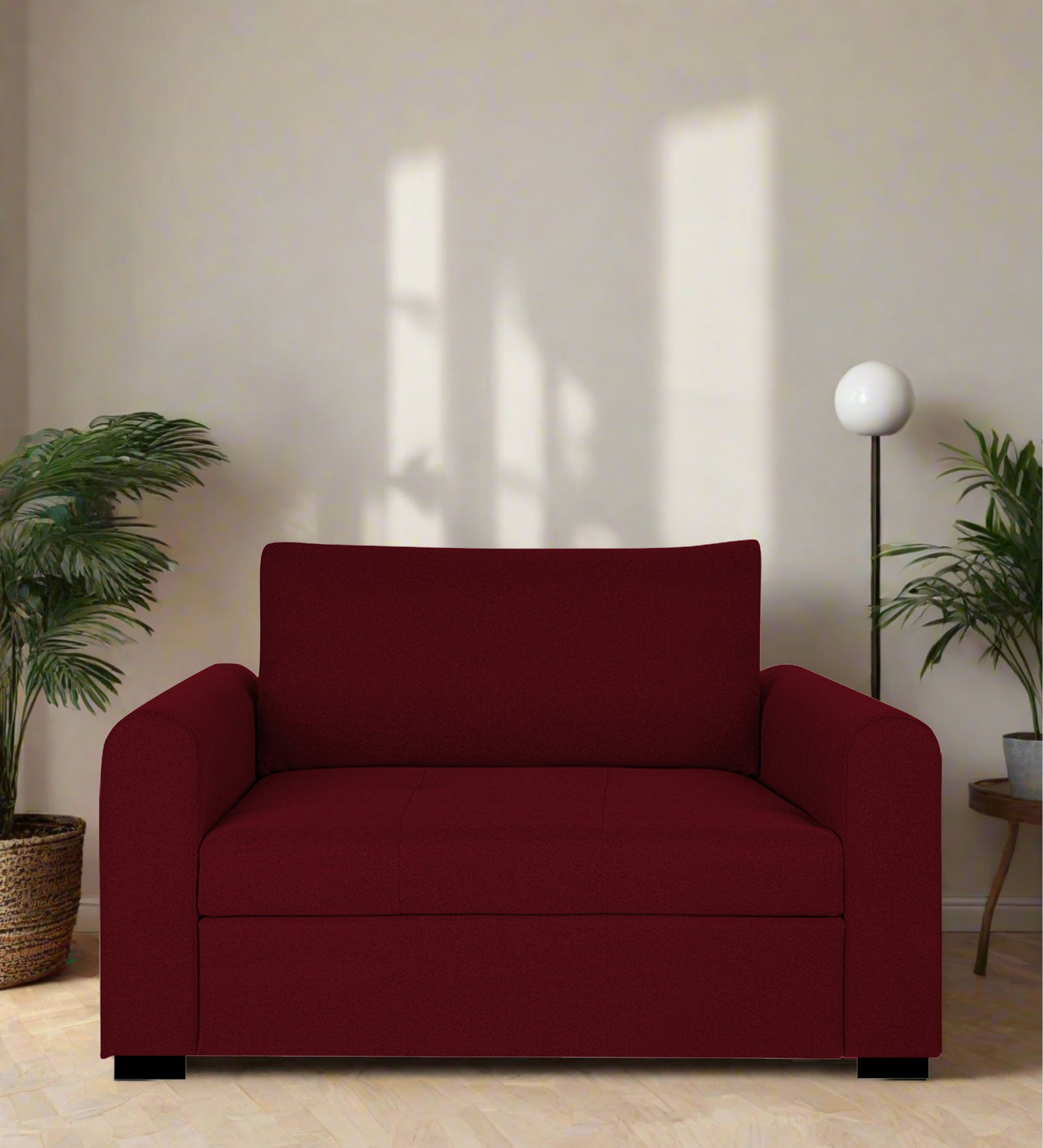 Sigma Fabric 1 Seater Sofa In Ruby Red Colour - Febonic Living