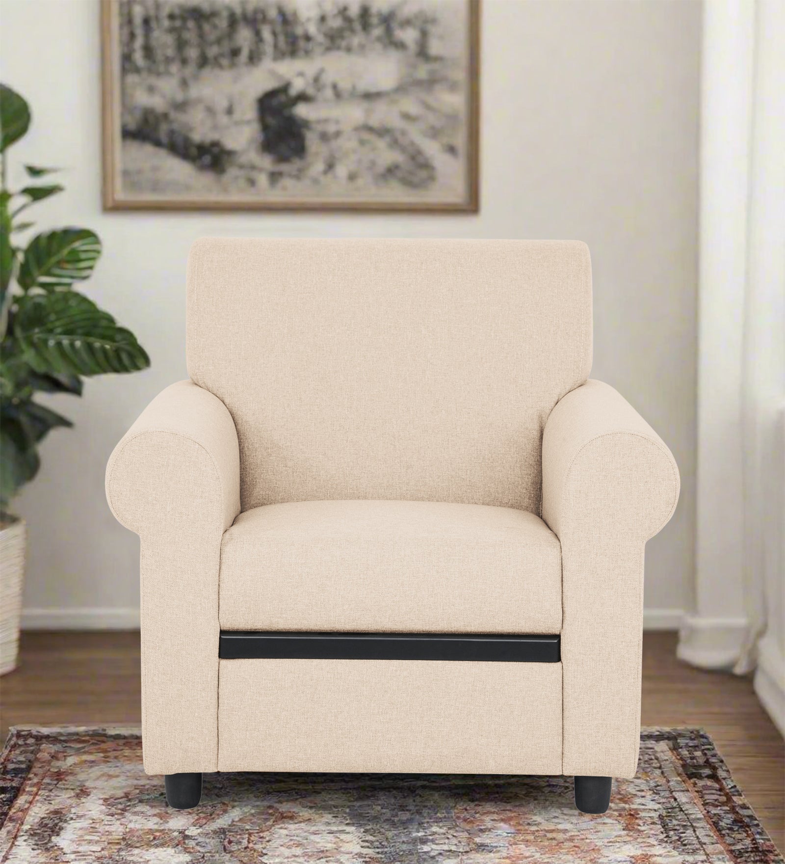 Ribby Fabric 1 Seater Sofa In Woom Beige Colour - Febonic Living