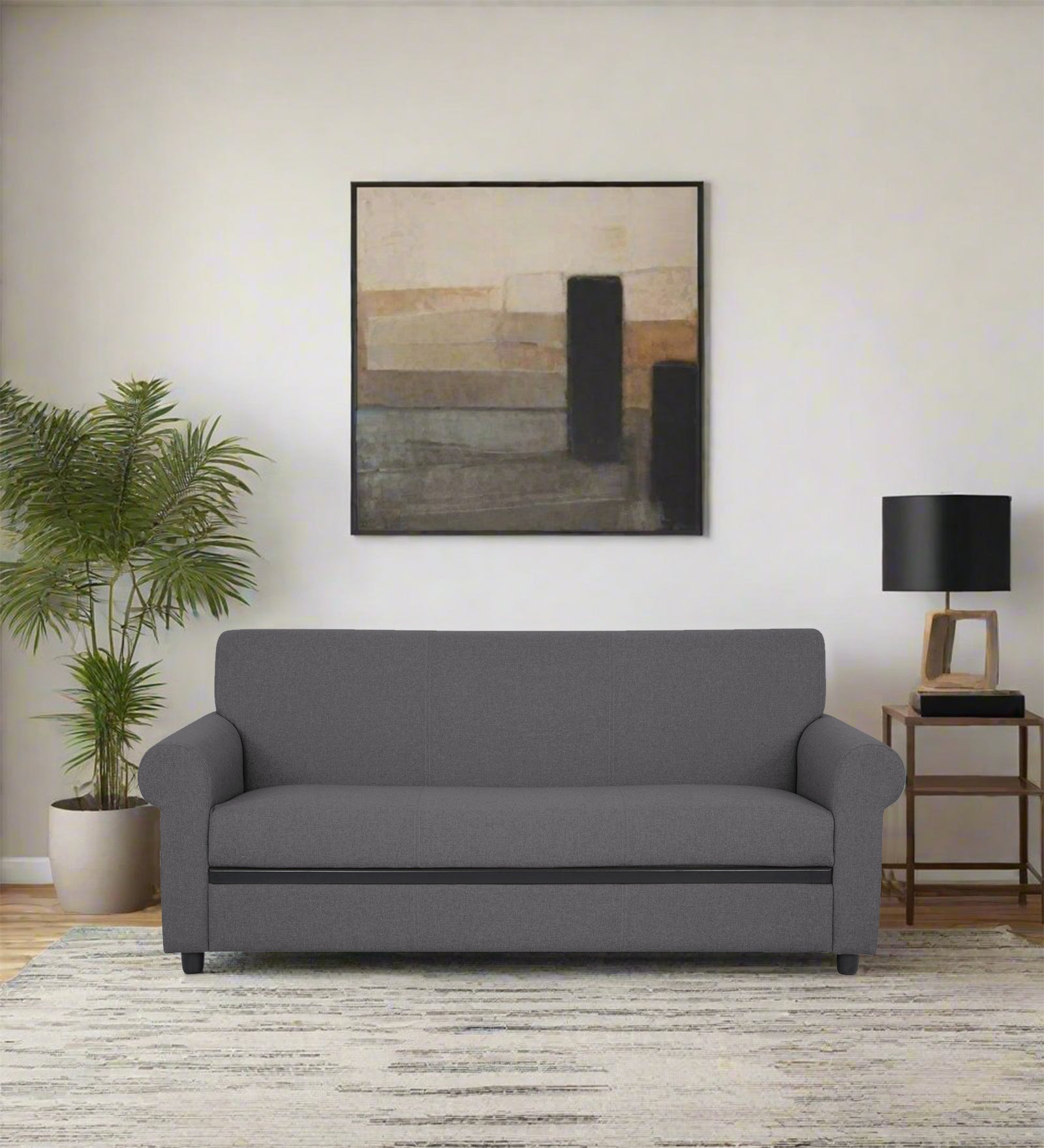 Ribby Fabric 3 Seater Sofa in Sudo Grey Colour