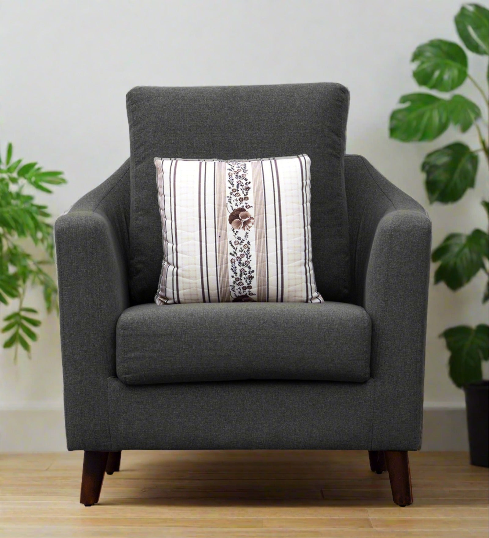 Kevin Fabric 1 Seater Sofa In Charcoal Grey Colour - Febonic Living