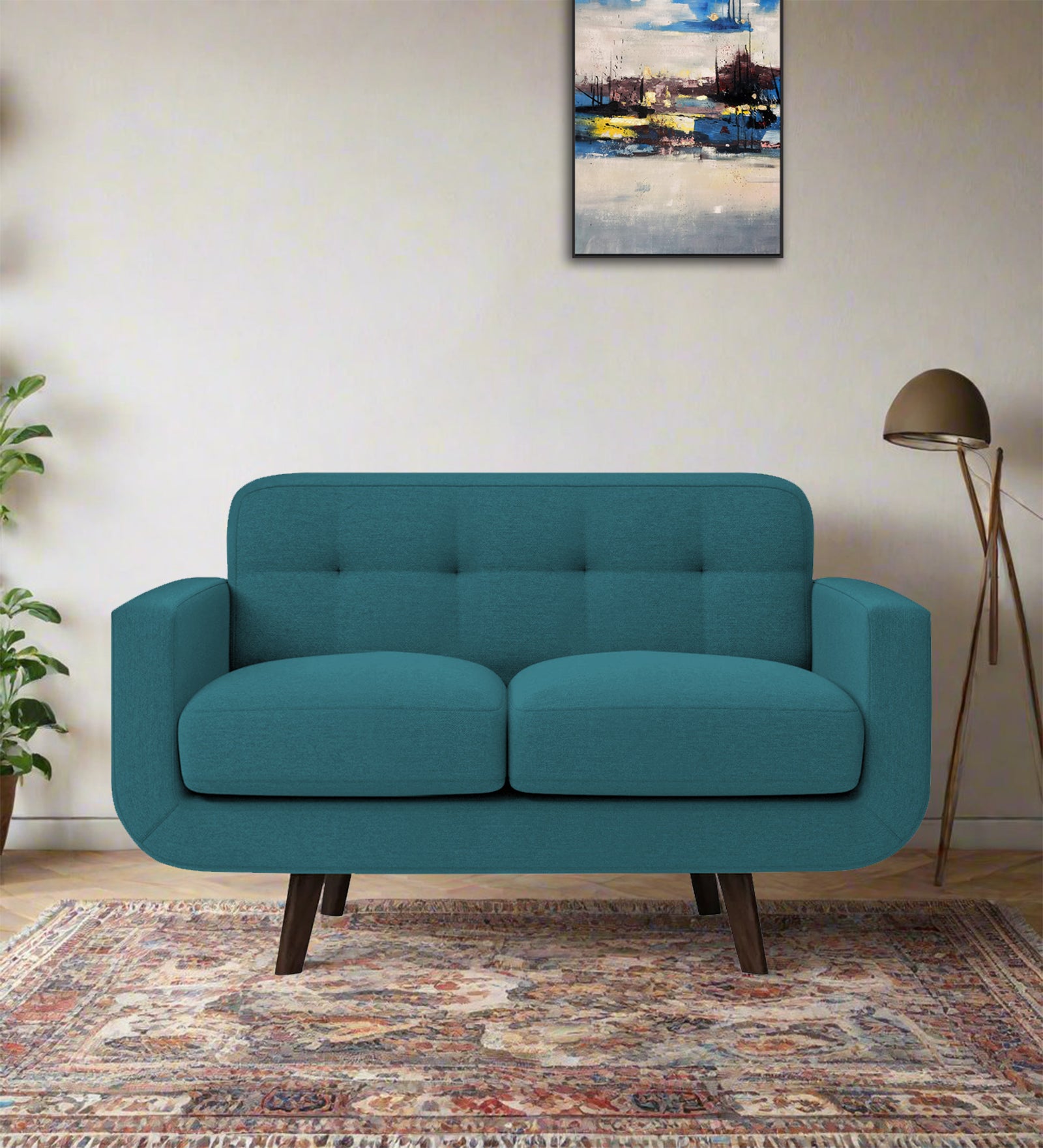 Marsela Fabric 2 Seater Sofa In Water Blue Colour - Febonic Living