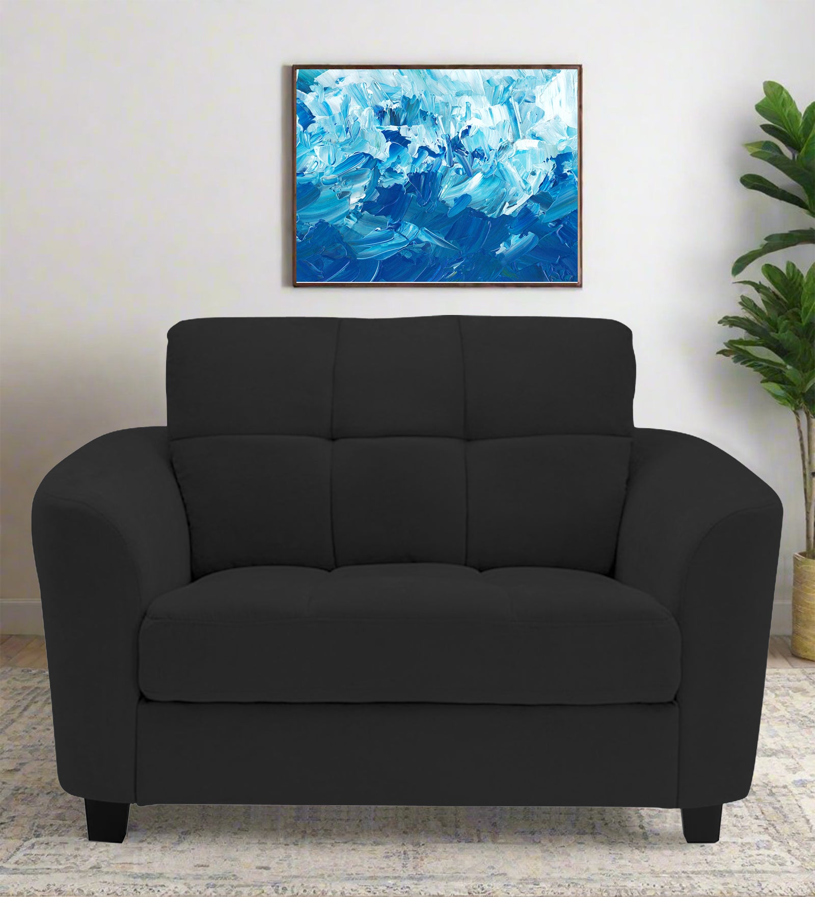 Mulan Fabric 1 Seater Sofa In Bitter Black Colour - Febonic Living