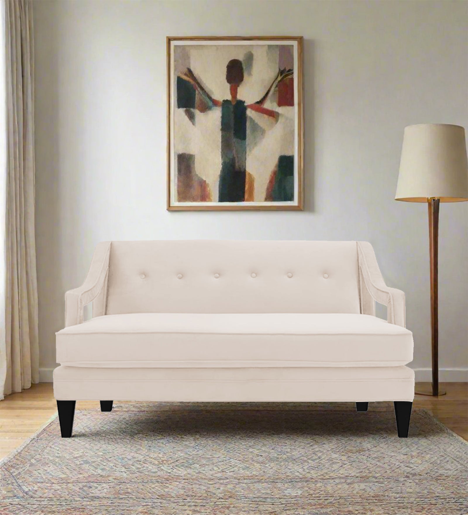 Daffy Velvet 2 Seater Sofa In Camel Beige Colour - Febonic Living
