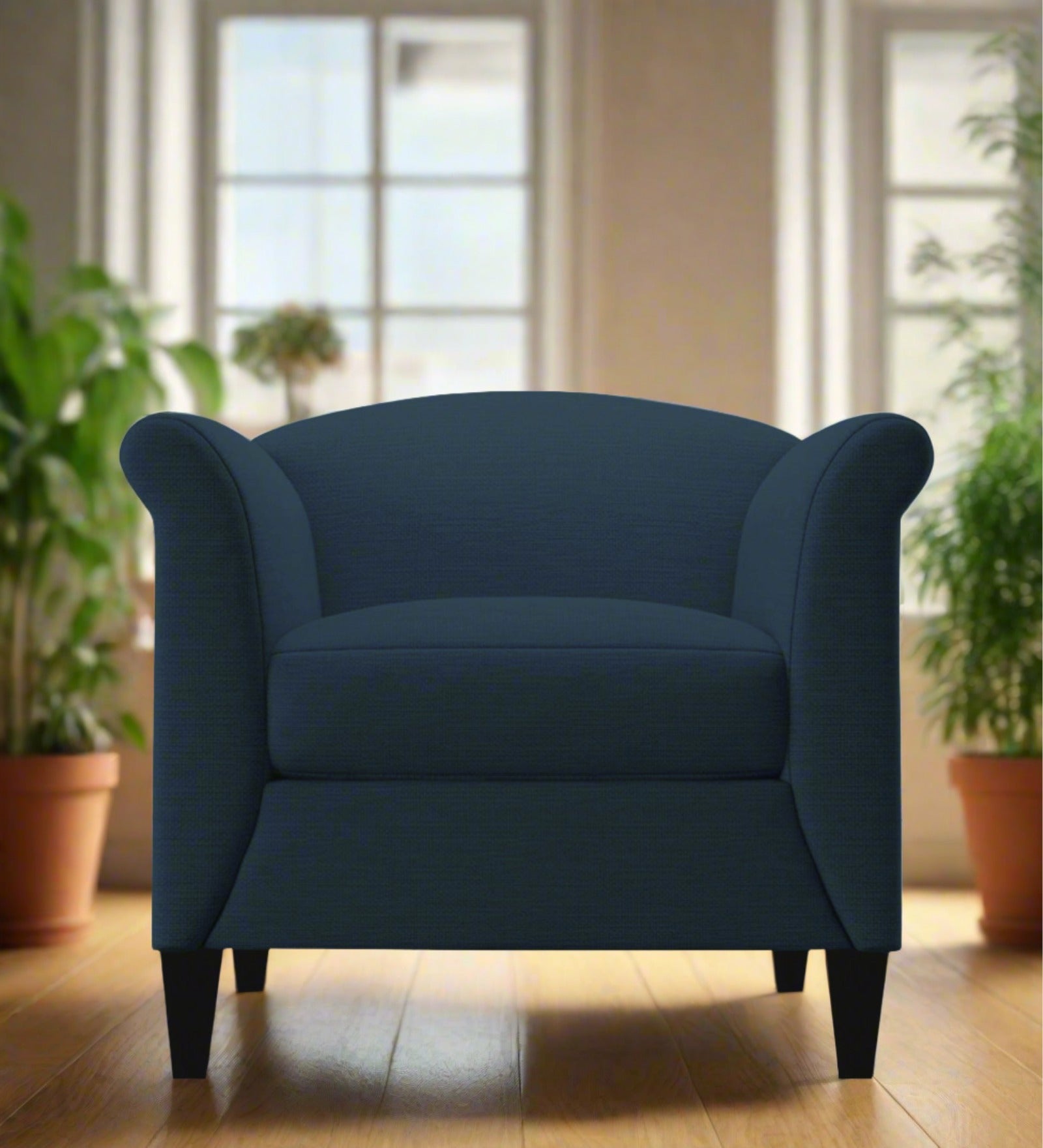Kimber Fabric 1 Seater Sofa in Light Blue Colour