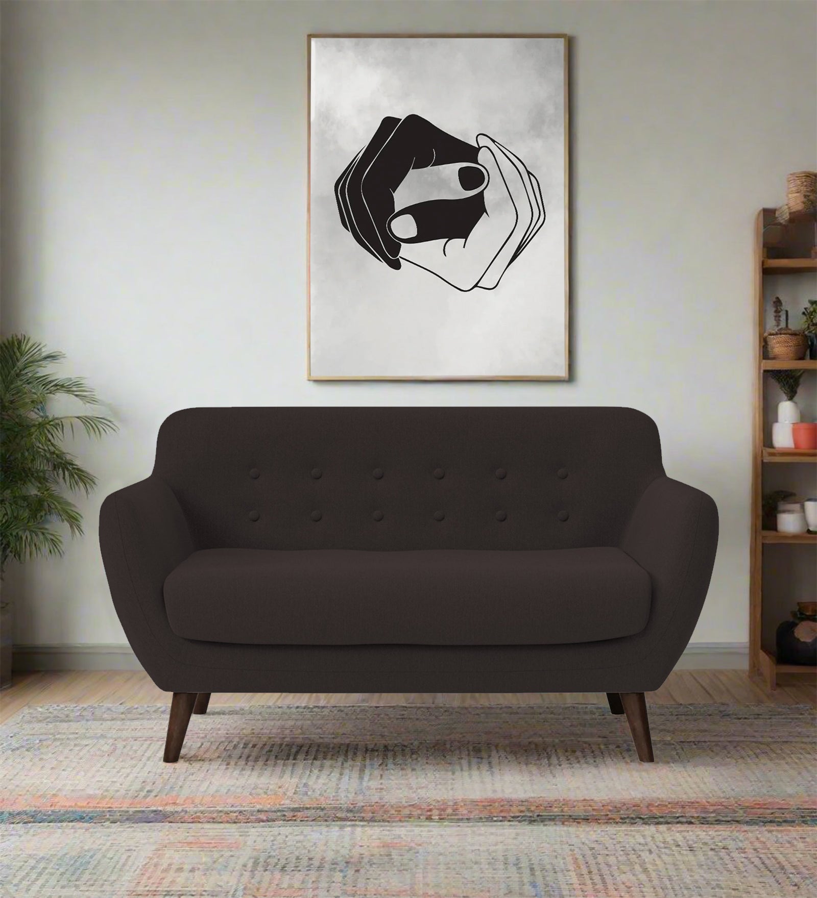 Goofy Fabric 2 Seater Sofa In Pebble Brown Colour - Febonic Living