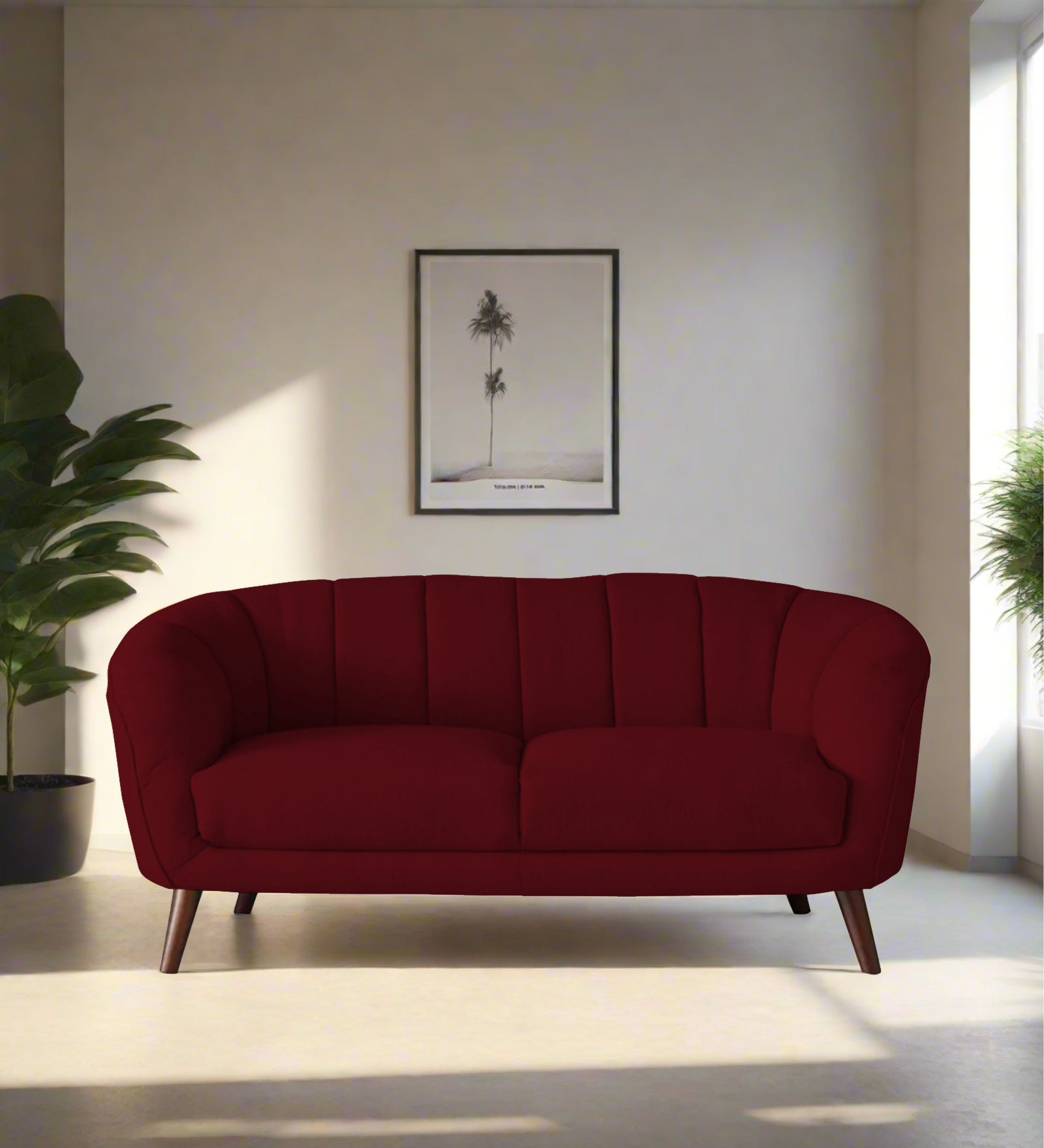 Benjamin Fabric 2 Seater Sofa In Ruby Red Colour - Febonic Living