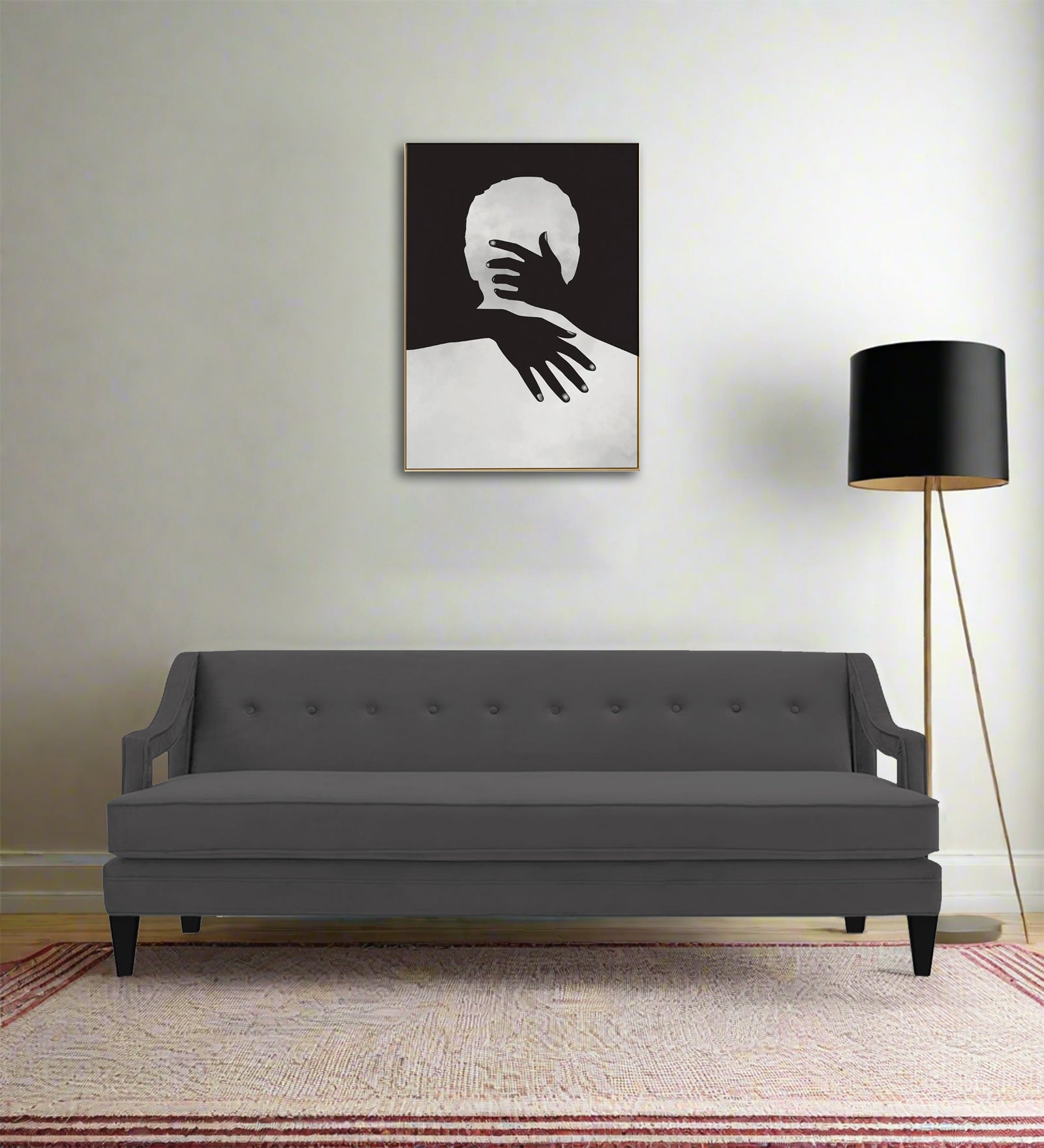 Daffy Velvet 3 Seater Sofa In Davy Grey Colour - Febonic Living